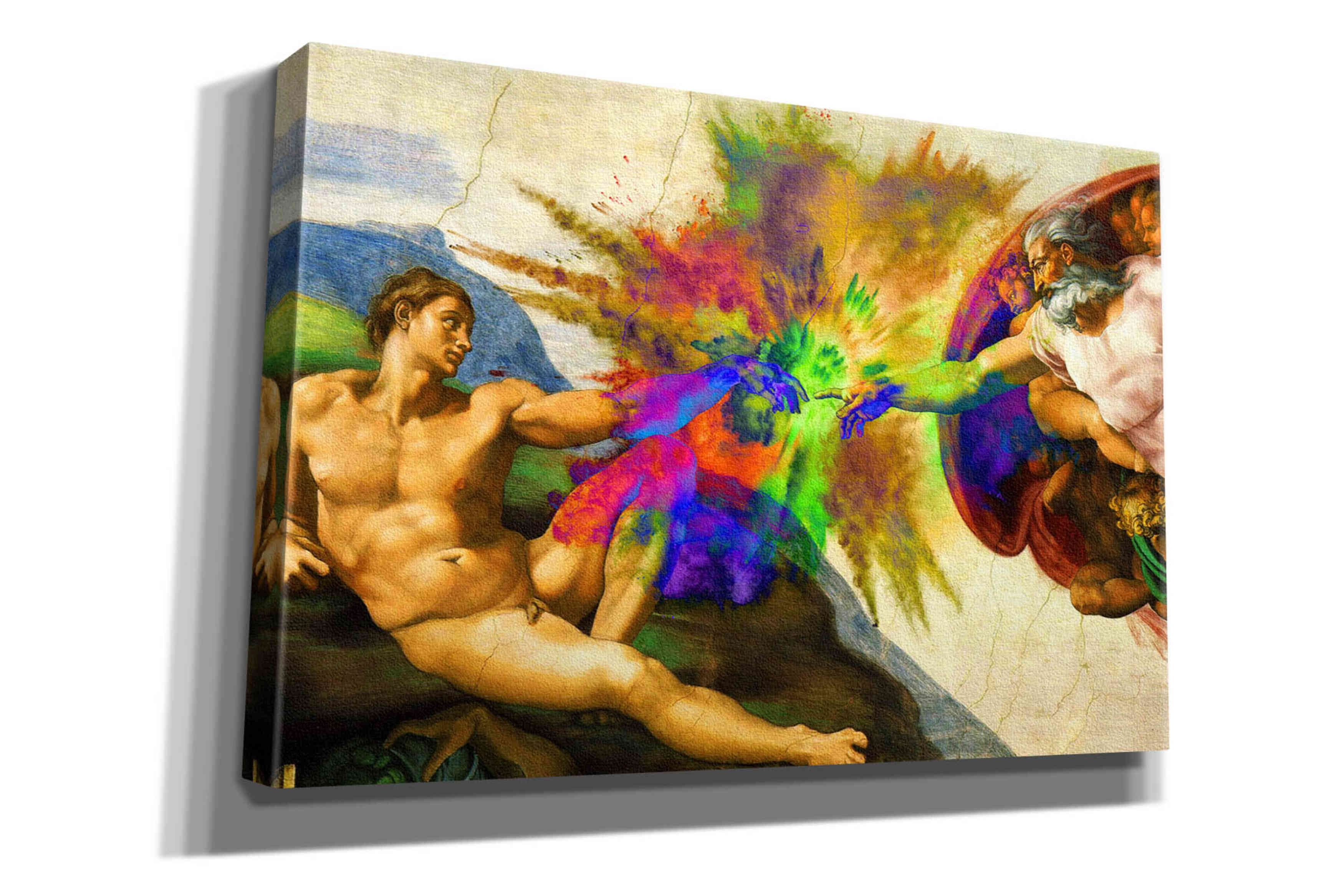 'Michelangelo - Creation of Adam Colorful I' by Epic Art Portfolio, Canvas Wall Art