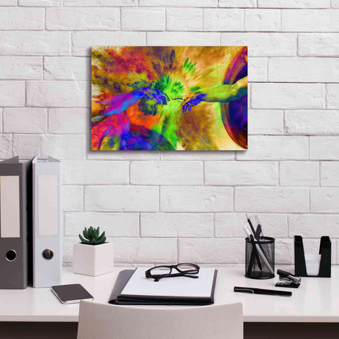 Image of 'Michelangelo - Creation of Adam Colorful II' by Epic Art Portfolio, Canvas Wall Art,18x12