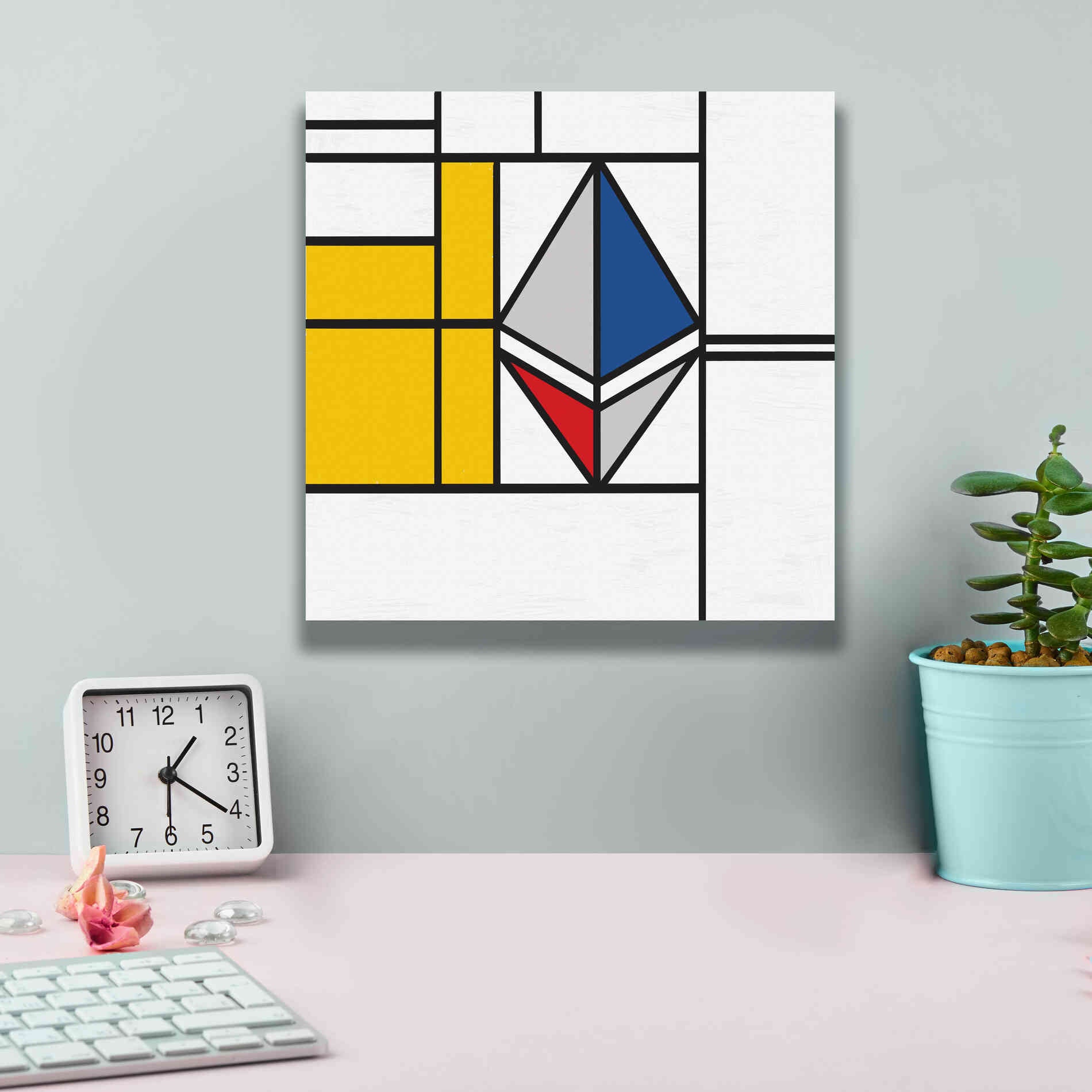 'Mondrian 3937 Ethereum Crypto Art-01' by Epic Portfolio, Giclee Canvas Wall Art,12x12