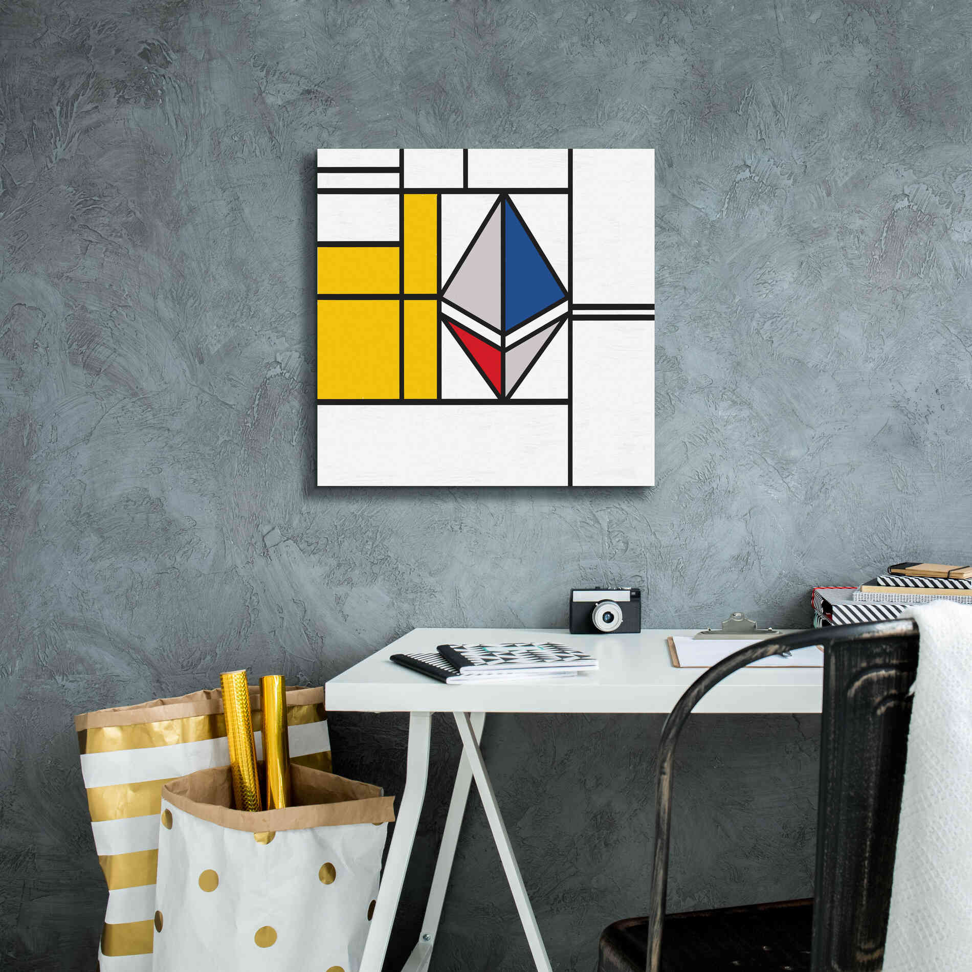 'Mondrian 3937 Ethereum Crypto Art-01' by Epic Portfolio, Giclee Canvas Wall Art,18x18