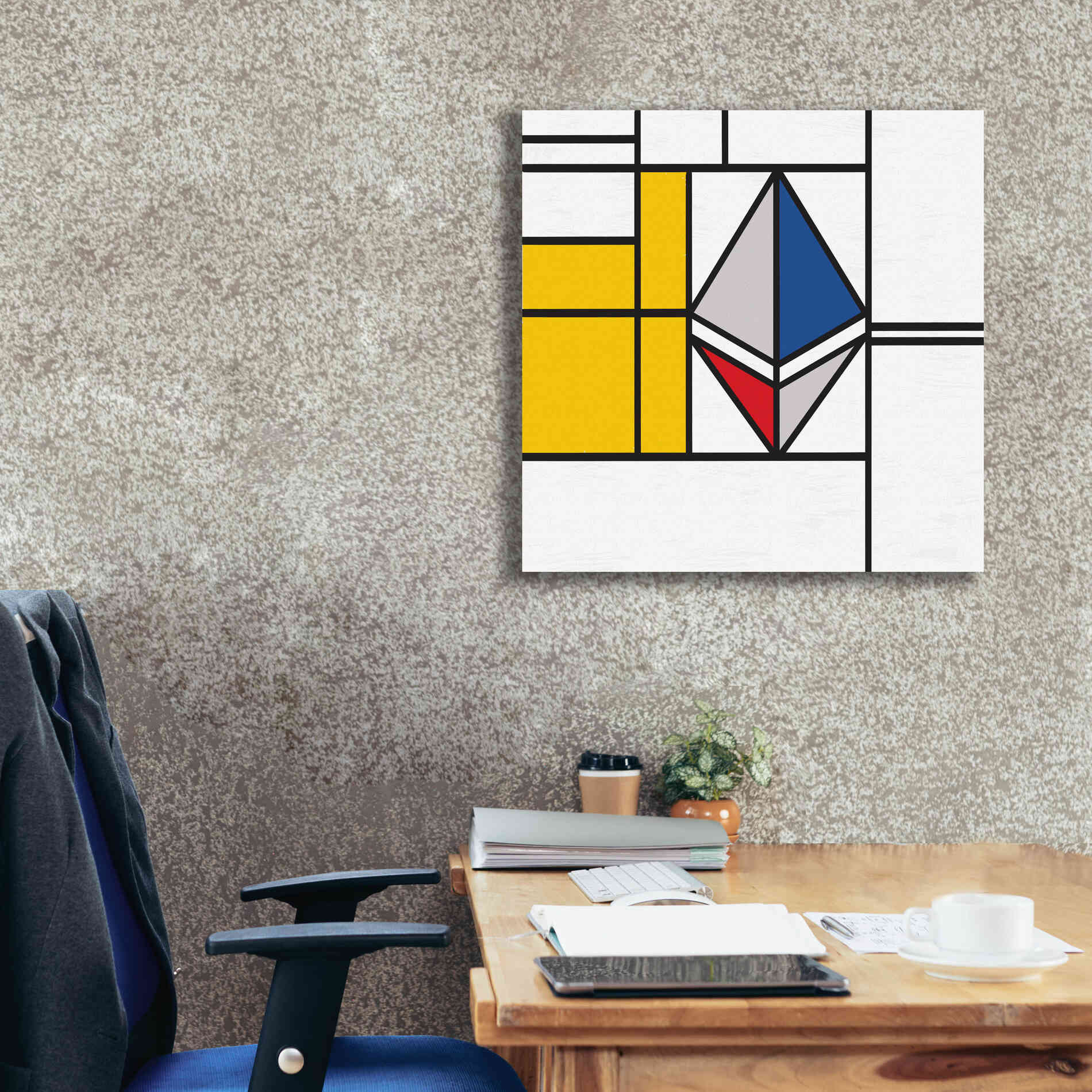 'Mondrian 3937 Ethereum Crypto Art-01' by Epic Portfolio, Giclee Canvas Wall Art,26x26