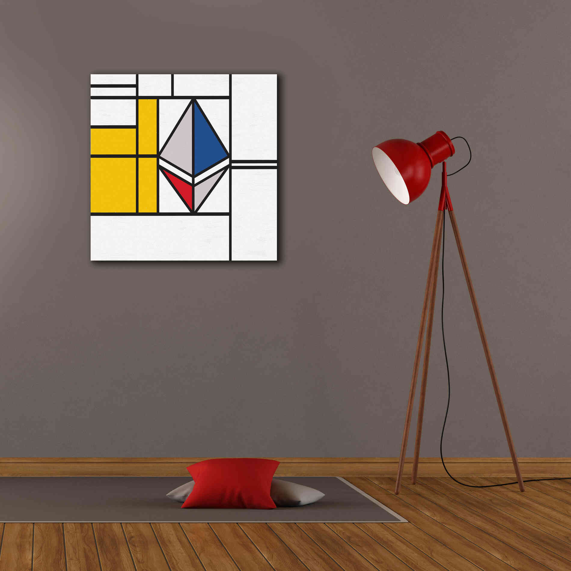 'Mondrian 3937 Ethereum Crypto Art-01' by Epic Portfolio, Giclee Canvas Wall Art,26x26