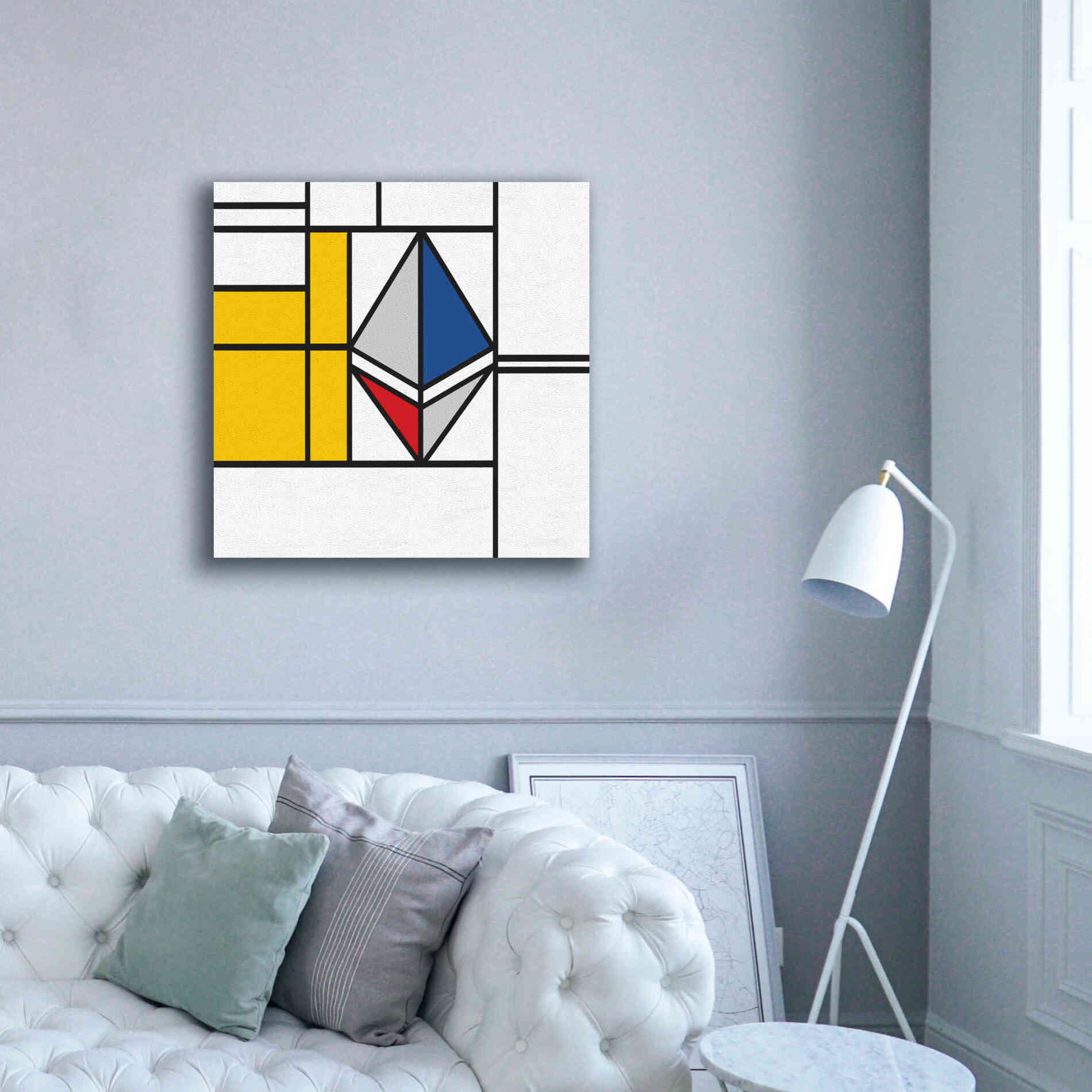 'Mondrian 3937 Ethereum Crypto Art-01' by Epic Portfolio, Giclee Canvas Wall Art,37x37