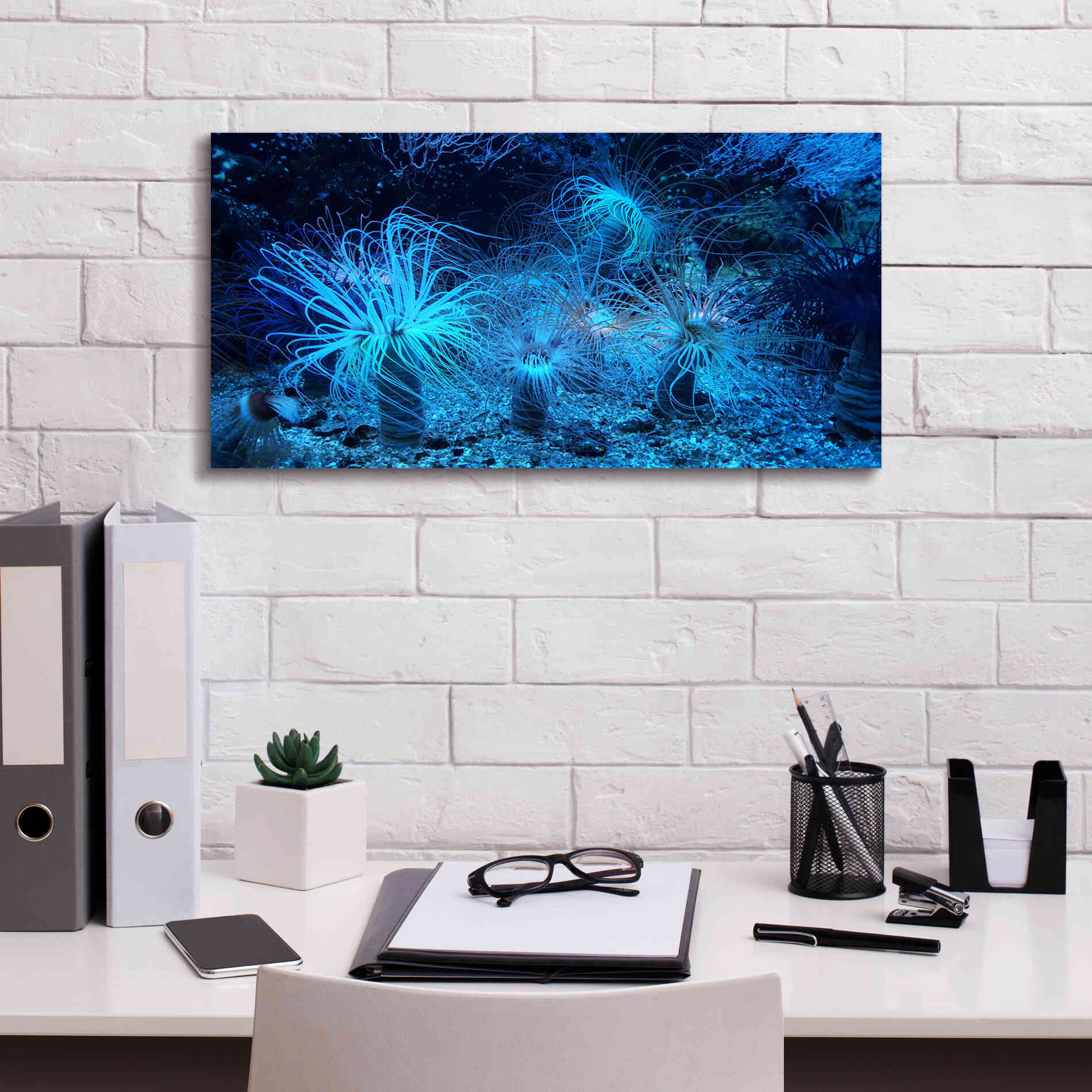 'Anemone Jungle' by Epic Portfolio, Giclee Canvas Wall Art,24x12