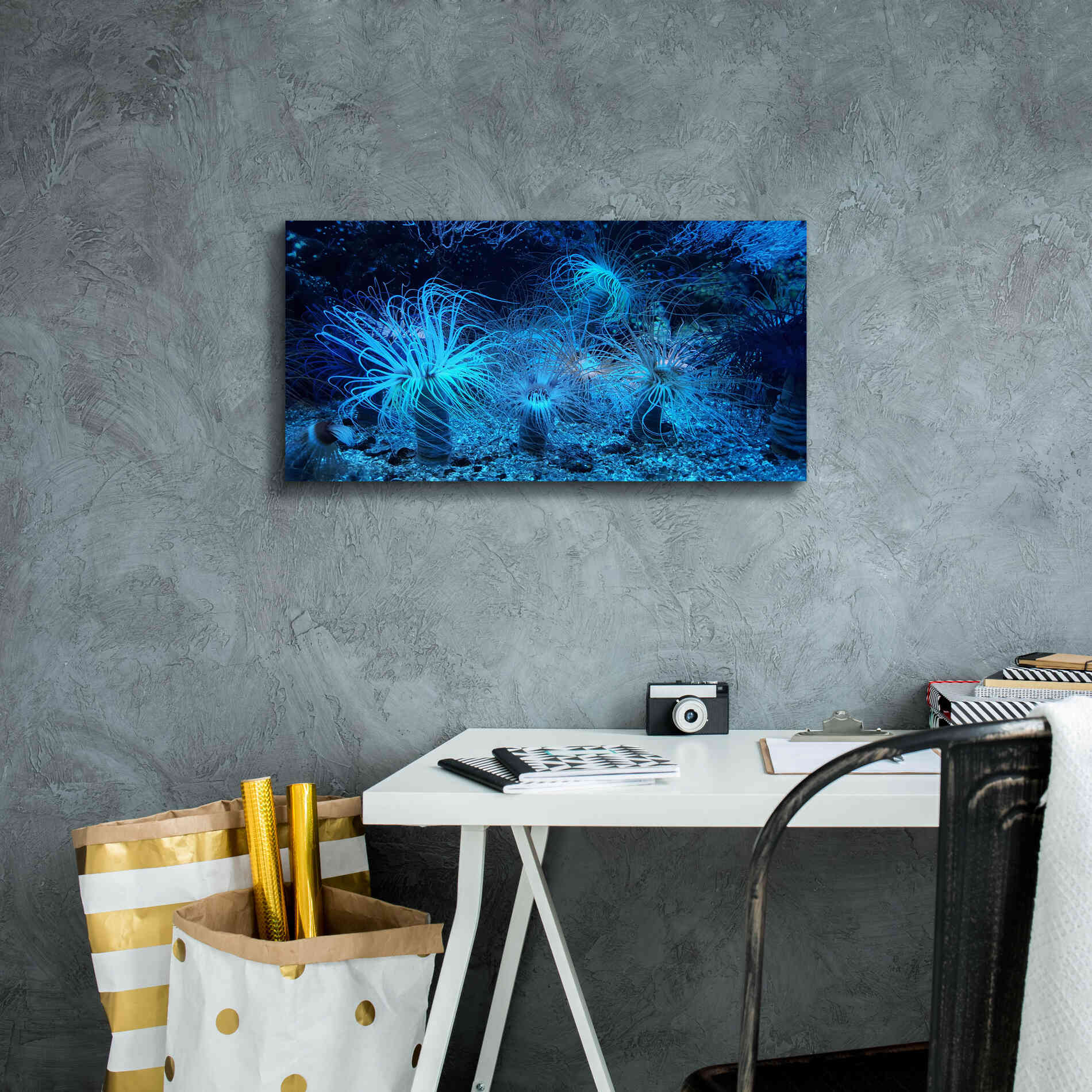 'Anemone Jungle' by Epic Portfolio, Giclee Canvas Wall Art,24x12