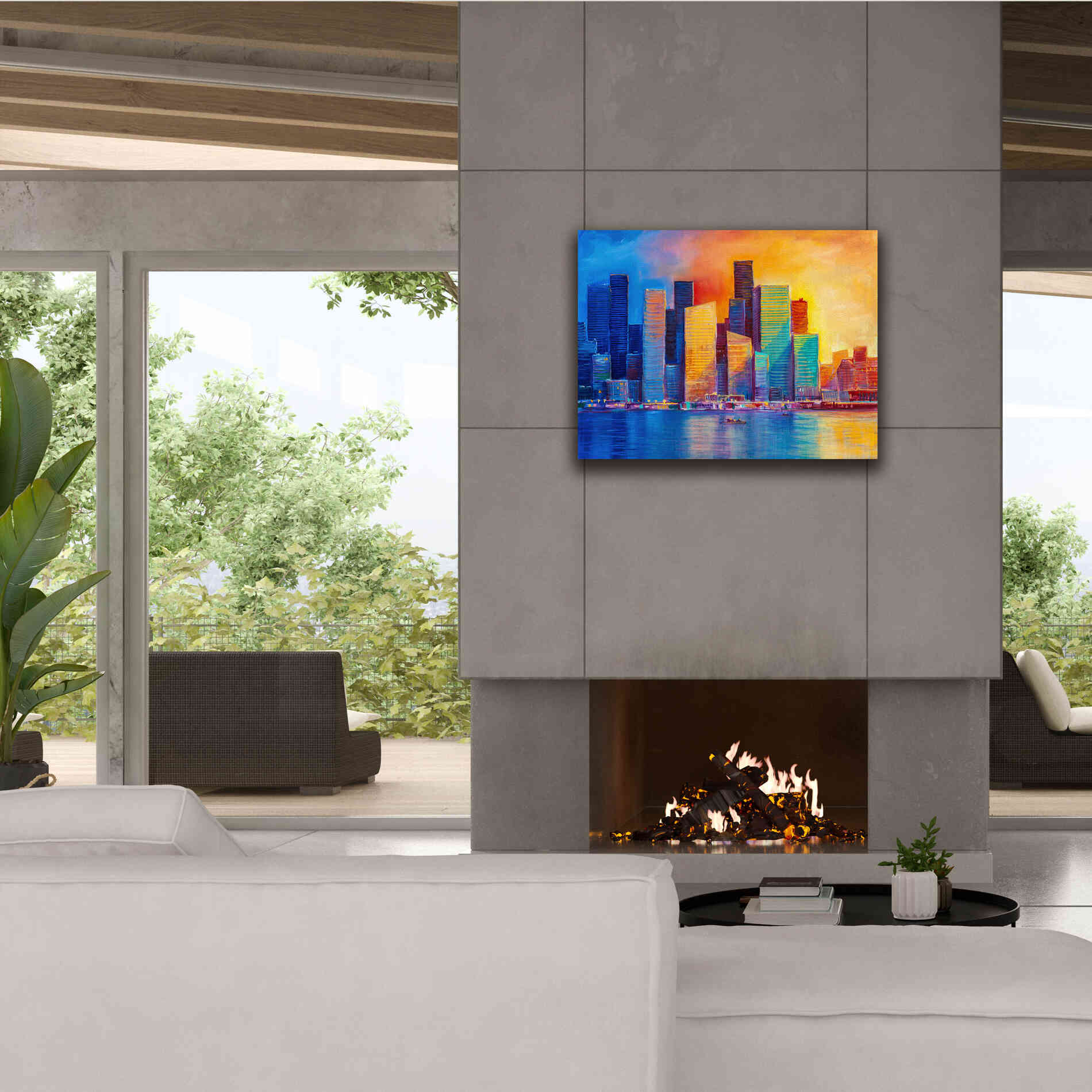 'Colorful Skyline' by Epic Portfolio, Giclee Canvas Wall Art,34x26