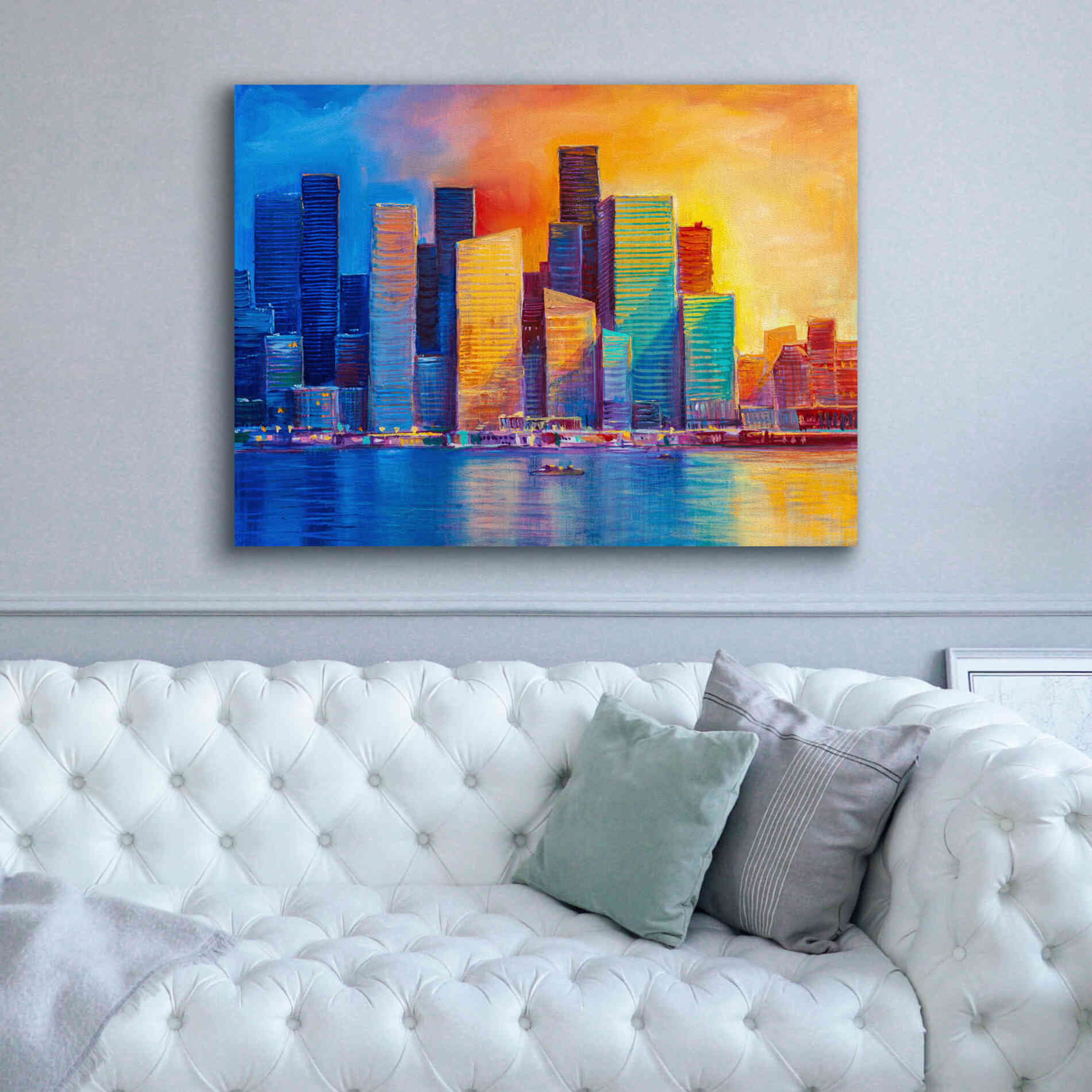 'Colorful Skyline' by Epic Portfolio, Giclee Canvas Wall Art,54x40