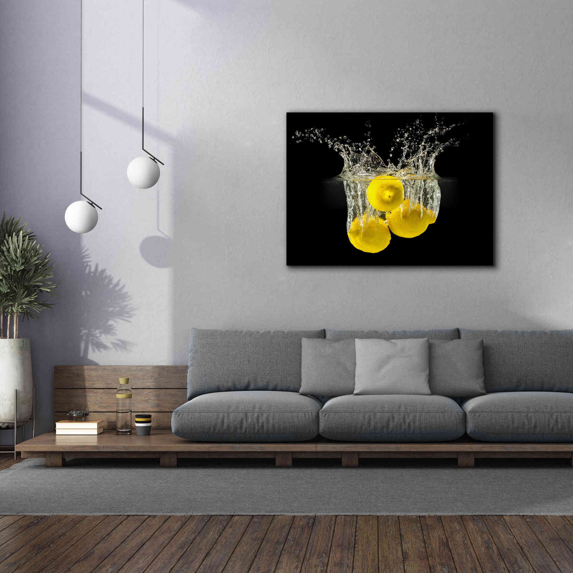 'Lemon Splash' by Epic Portfolio, Giclee Canvas Wall Art,54x40