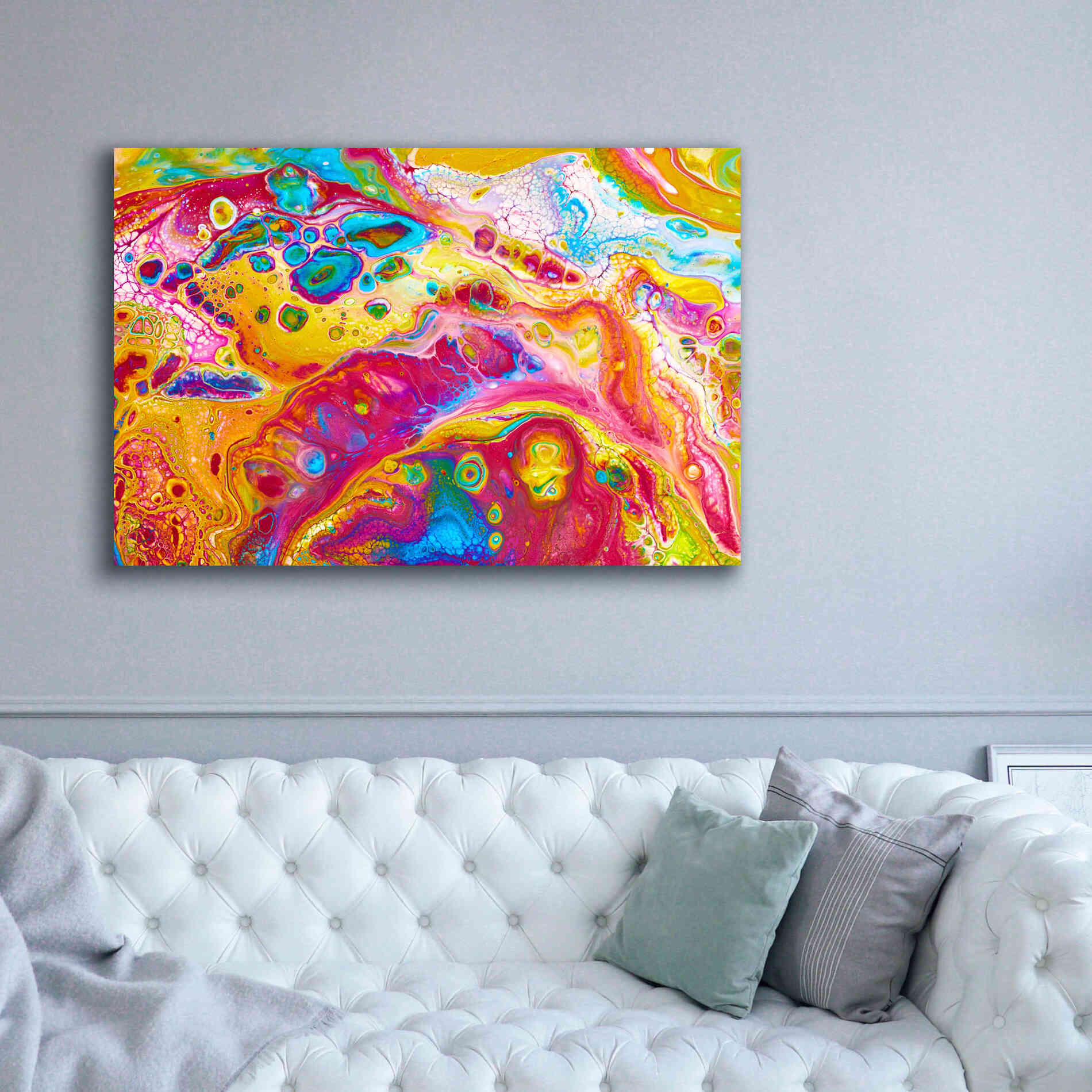 'Liquid Pour Yellow' by Epic Portfolio, Giclee Canvas Wall Art,60x40