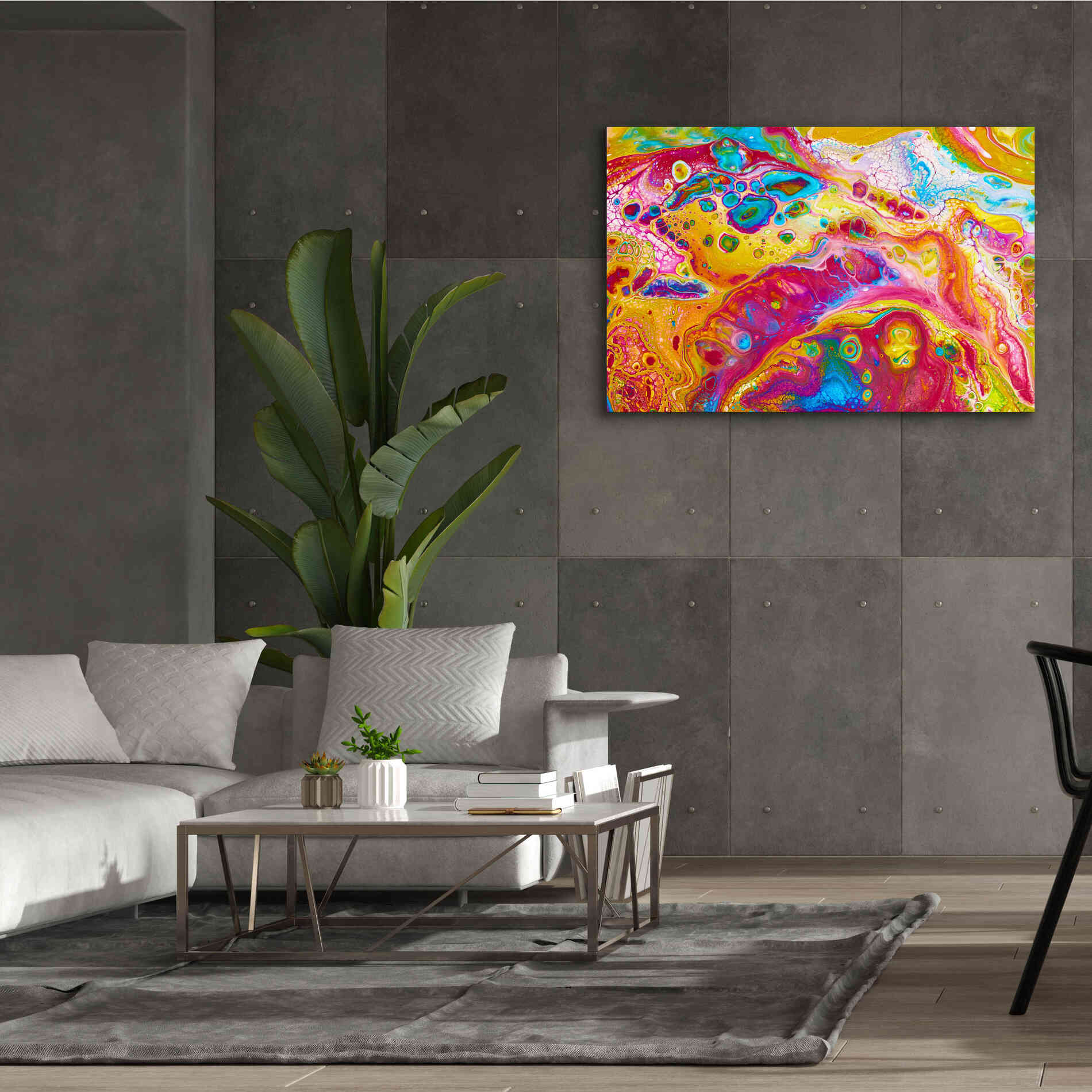 'Liquid Pour Yellow' by Epic Portfolio, Giclee Canvas Wall Art,60x40