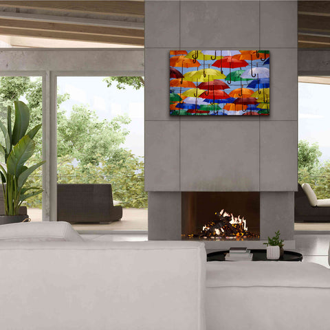 Image of 'Raining Umbrellas' by Epic Portfolio, Giclee Canvas Wall Art,40x26