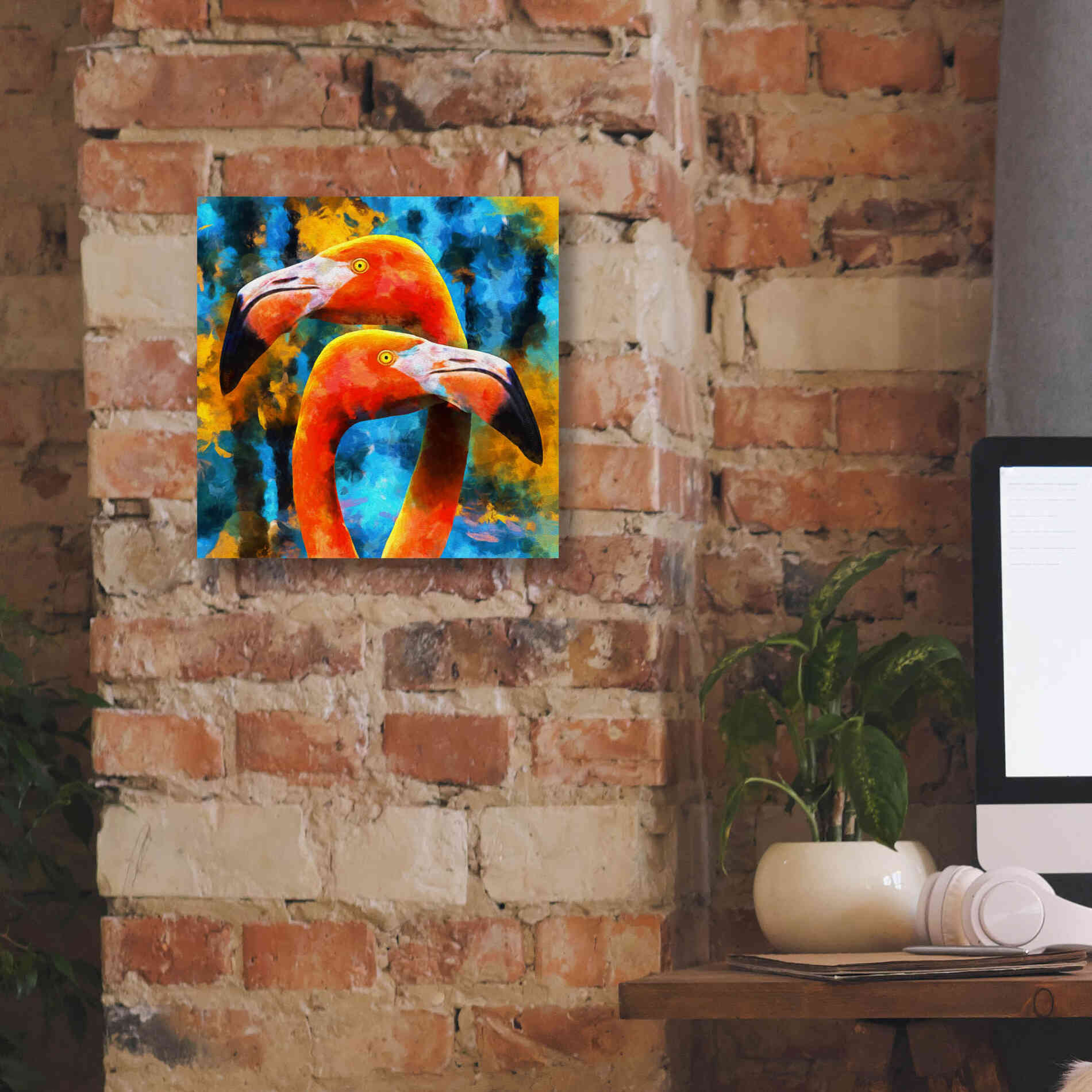 'The Lost Flamingos ' by Epic Portfolio, Giclee Canvas Wall Art,12x12