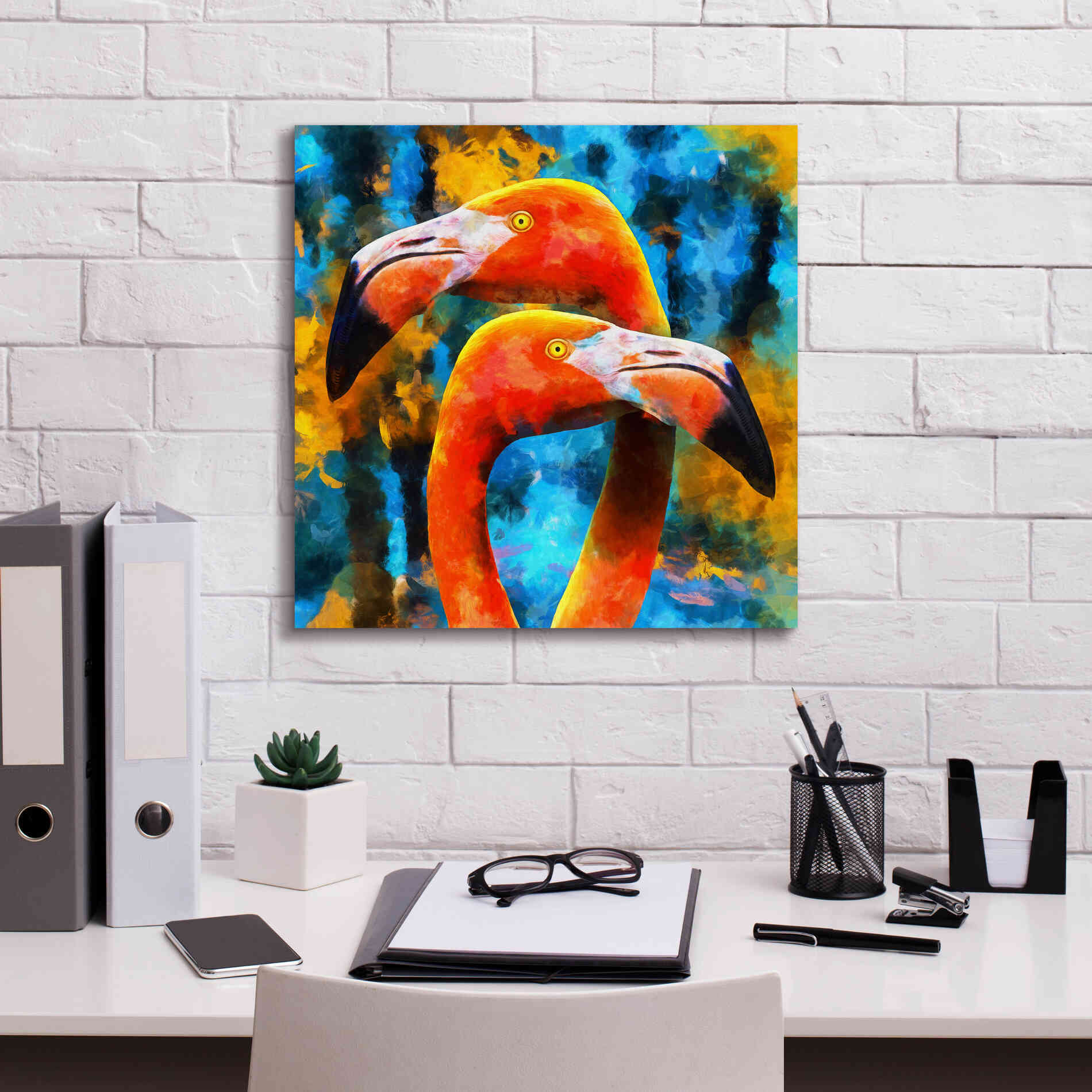 'The Lost Flamingos ' by Epic Portfolio, Giclee Canvas Wall Art,18x18