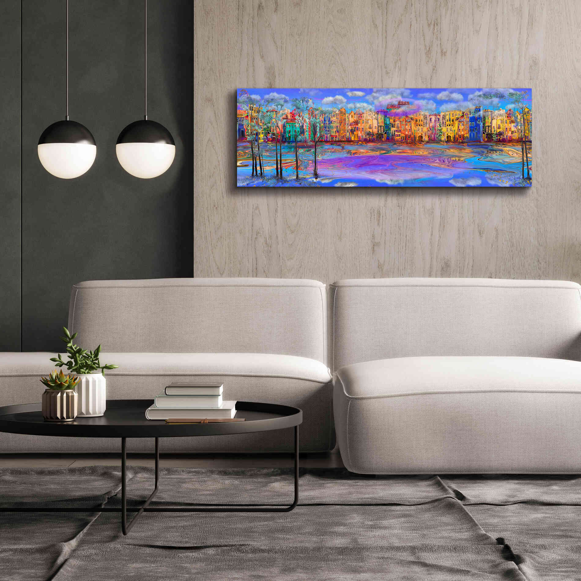 'Trippy Amsterdam' by Epic Portfolio, Giclee Canvas Wall Art,60x20