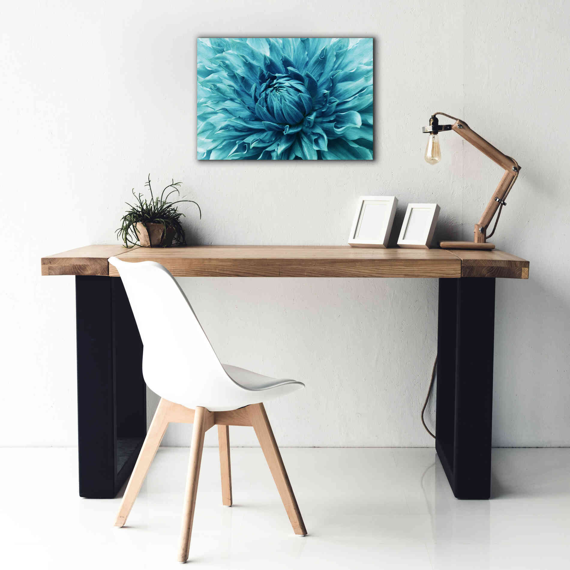 'Turquoise Dahlia' by Epic Portfolio, Giclee Canvas Wall Art,26x18