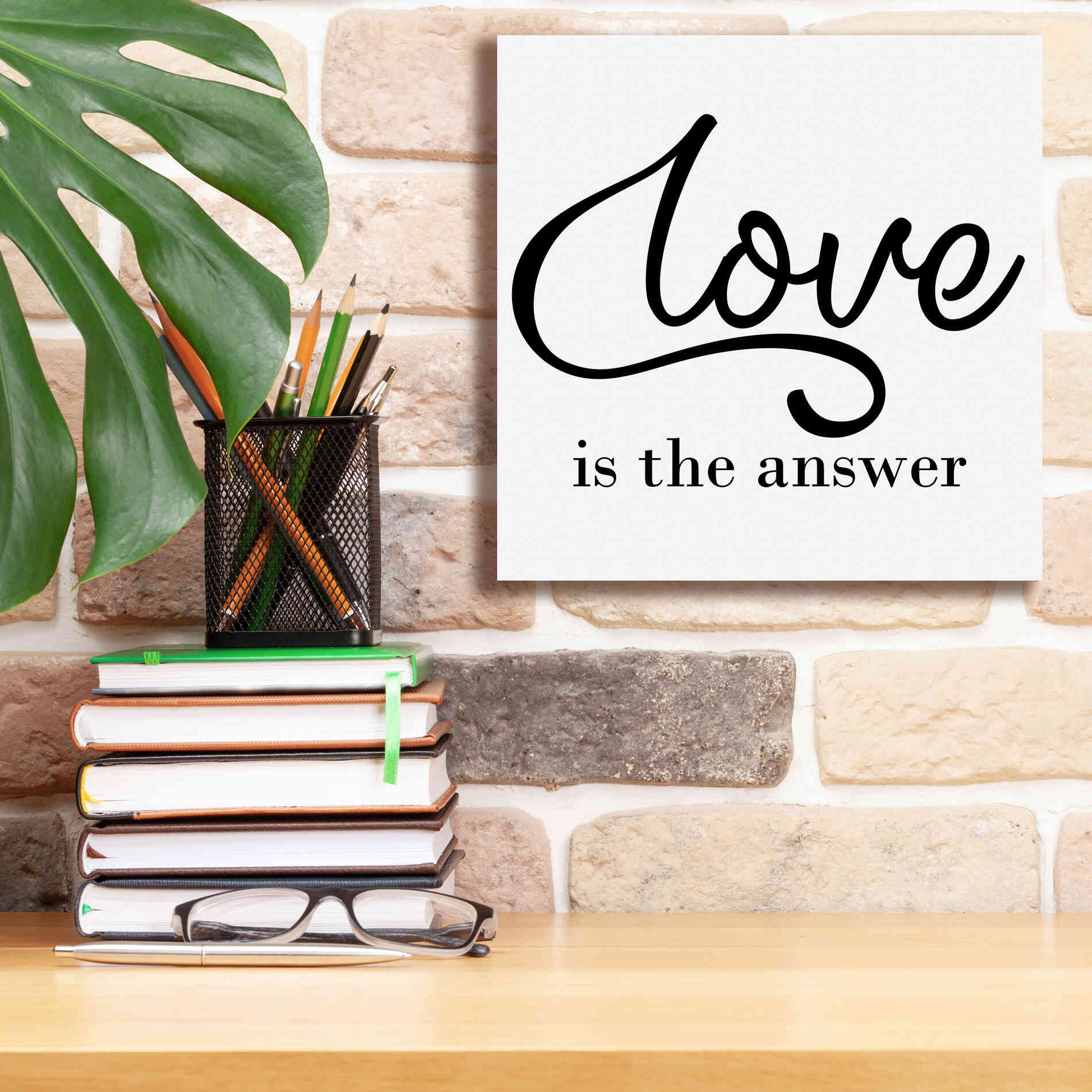 'Love Is The Answer' by Epic Portfolio, Giclee Canvas Wall Art,12x12