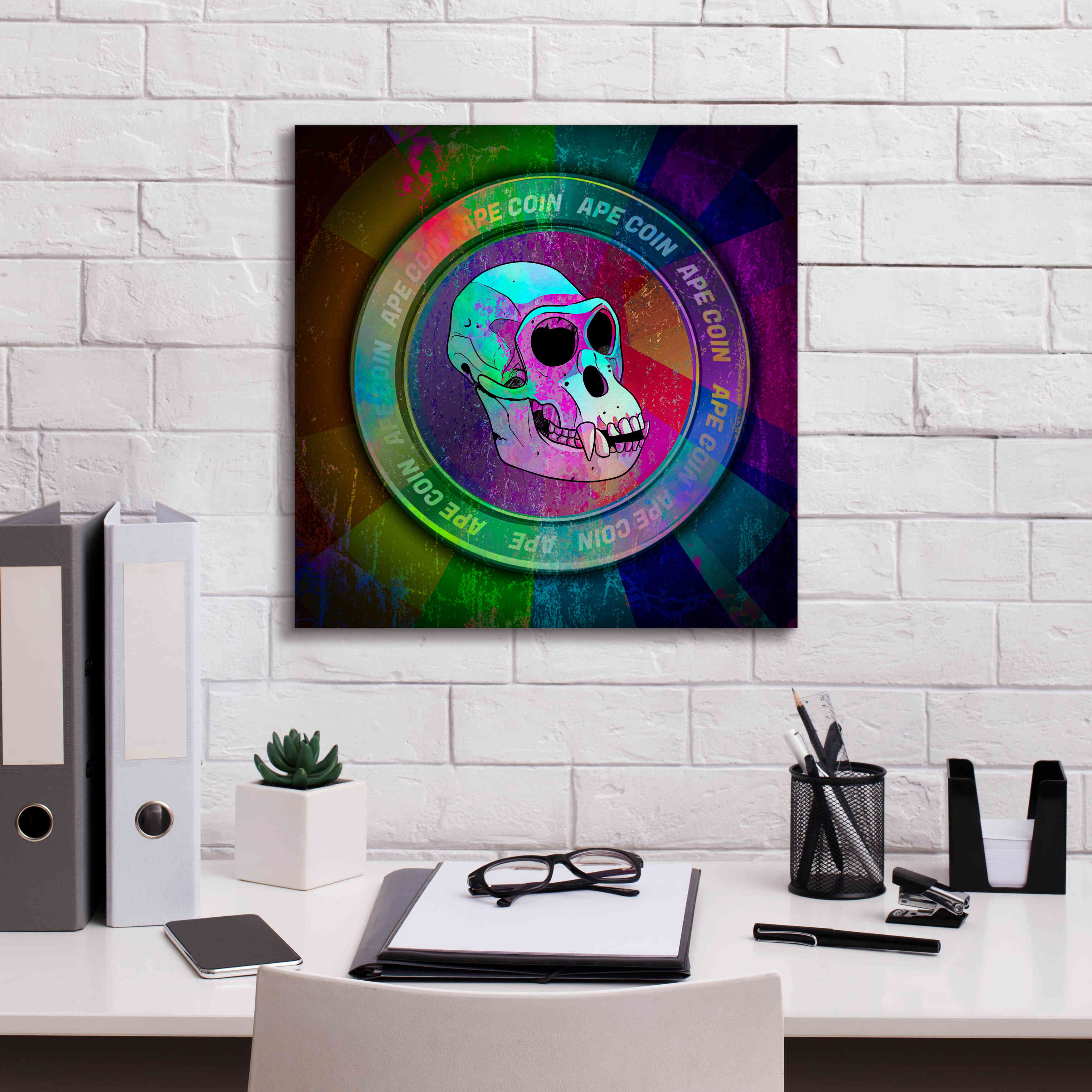 'Ape Crypto Coin' by Epic Portfolio, Canvas Wall Art,18 x 18