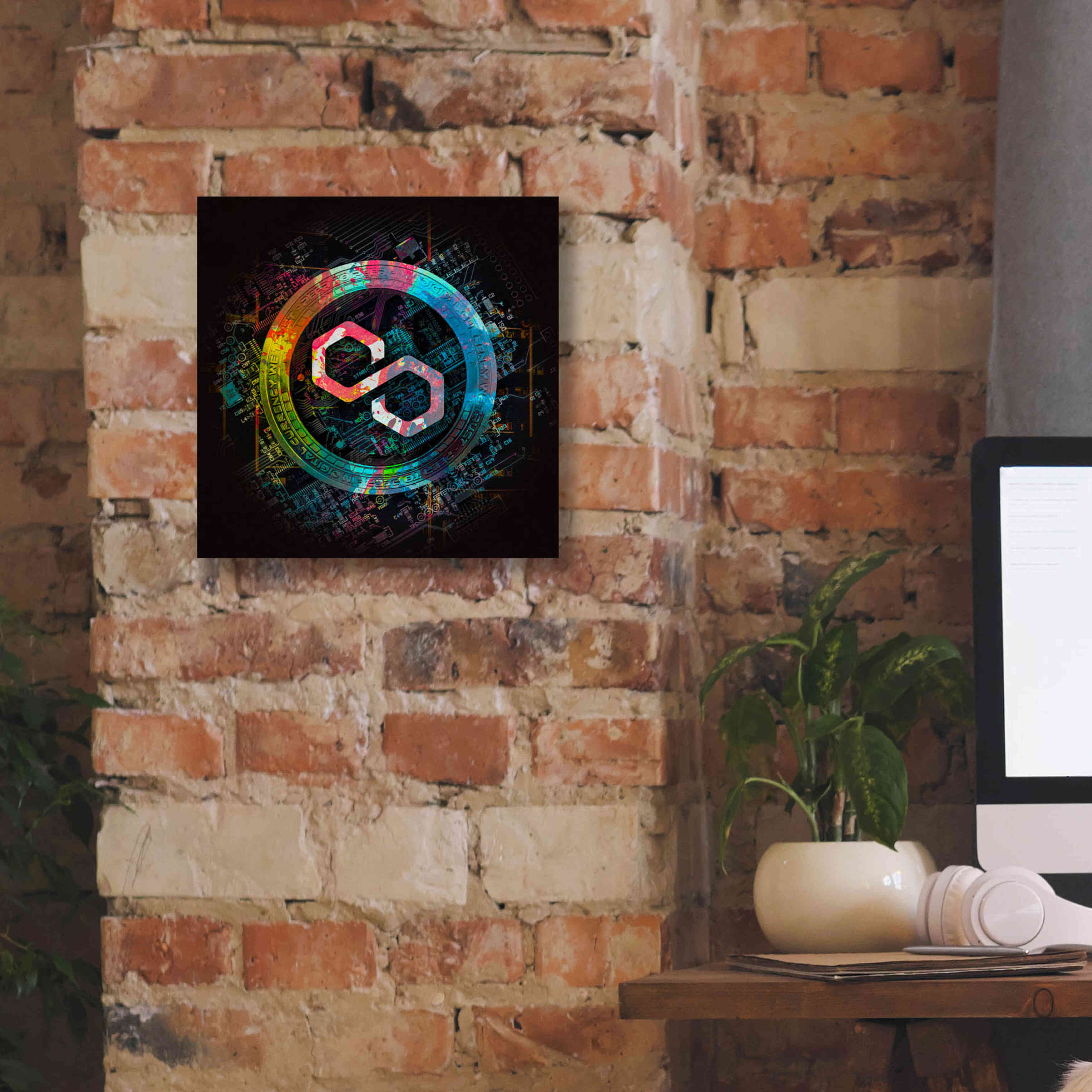 'Polygon Crypto Giga Coin' by Epic Portfolio, Canvas Wall Art,12 x 12