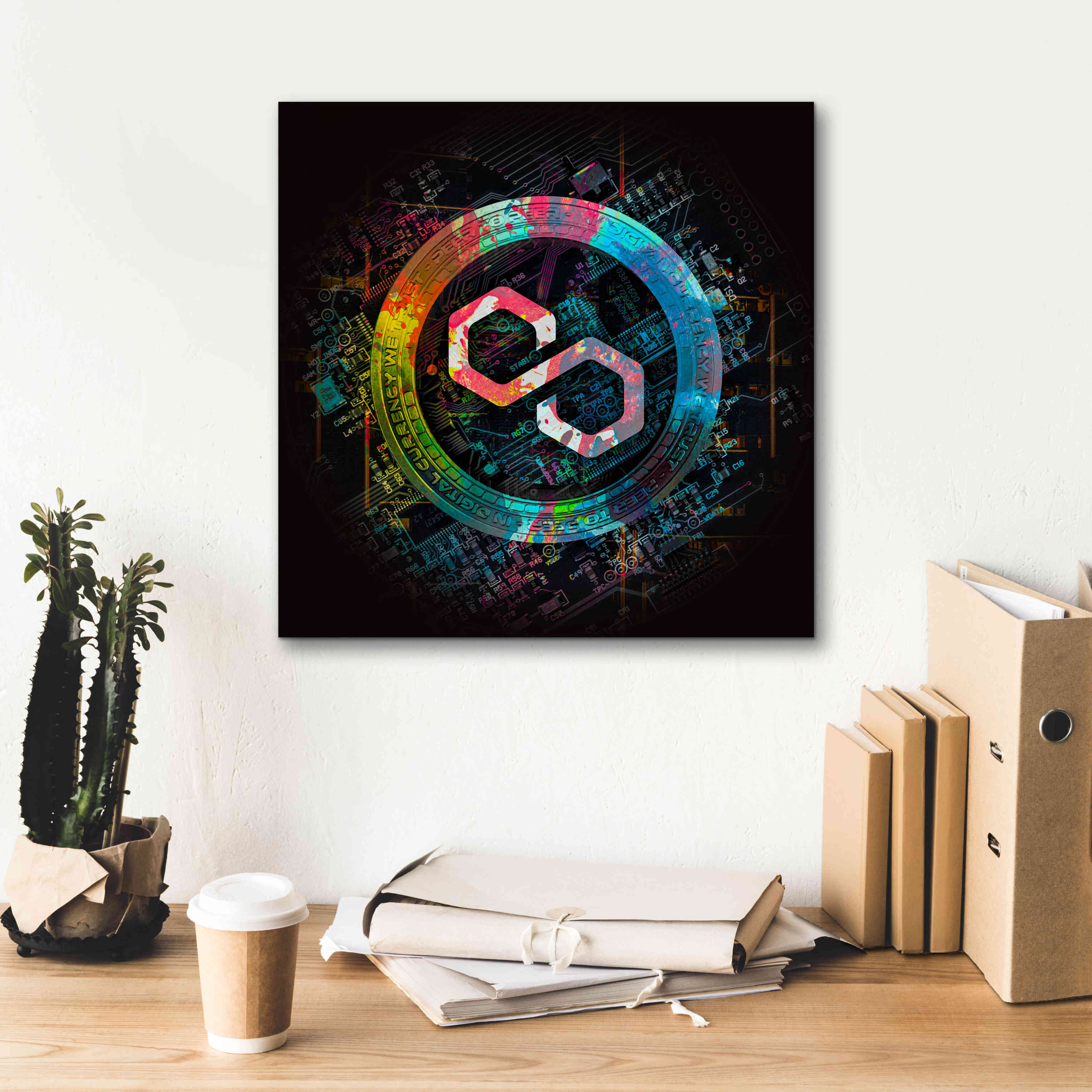 'Polygon Crypto Giga Coin' by Epic Portfolio, Canvas Wall Art,18 x 18
