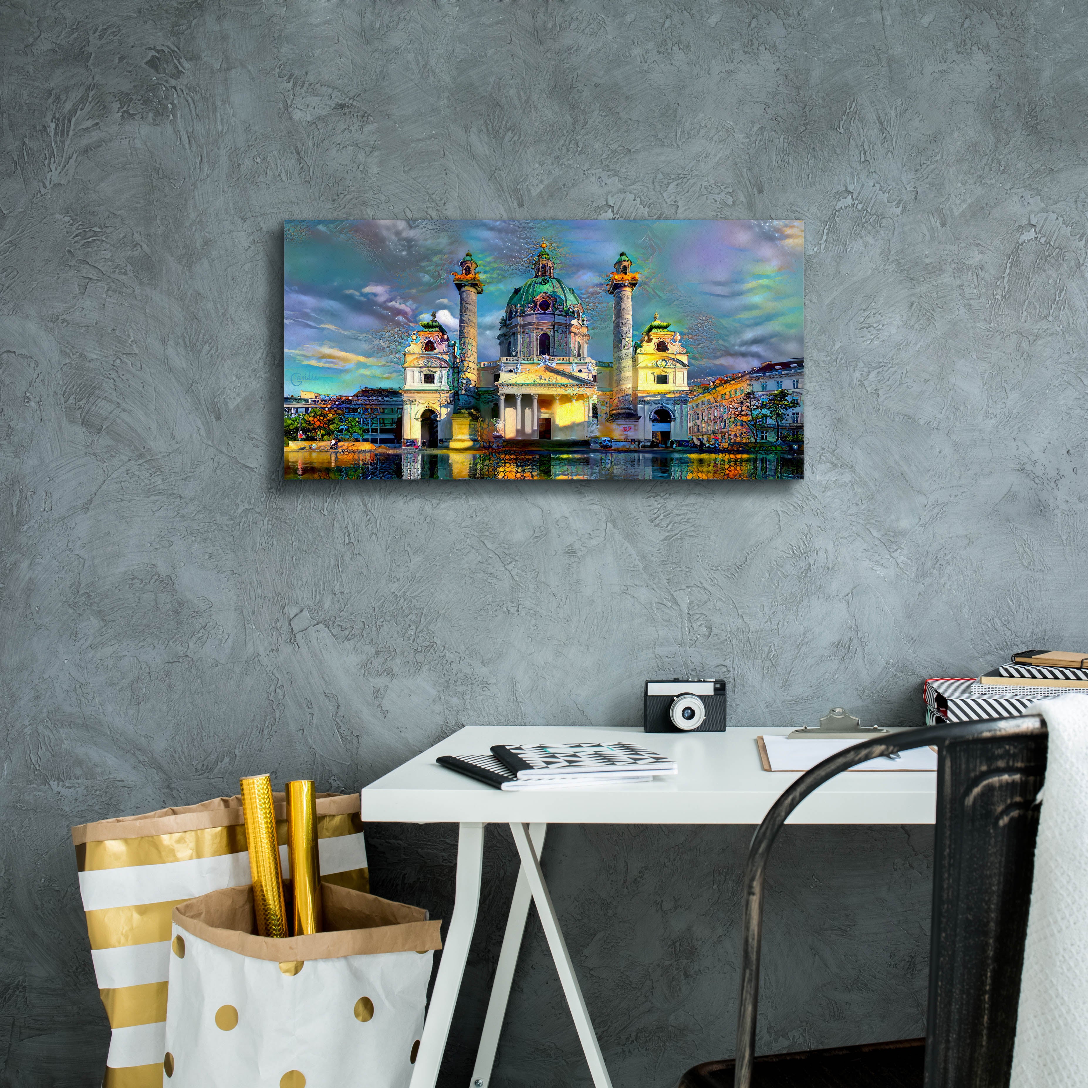 'Vienna Austria Karlskirche' by Pedro Gavidia, Canvas Wall Art,24 x 12