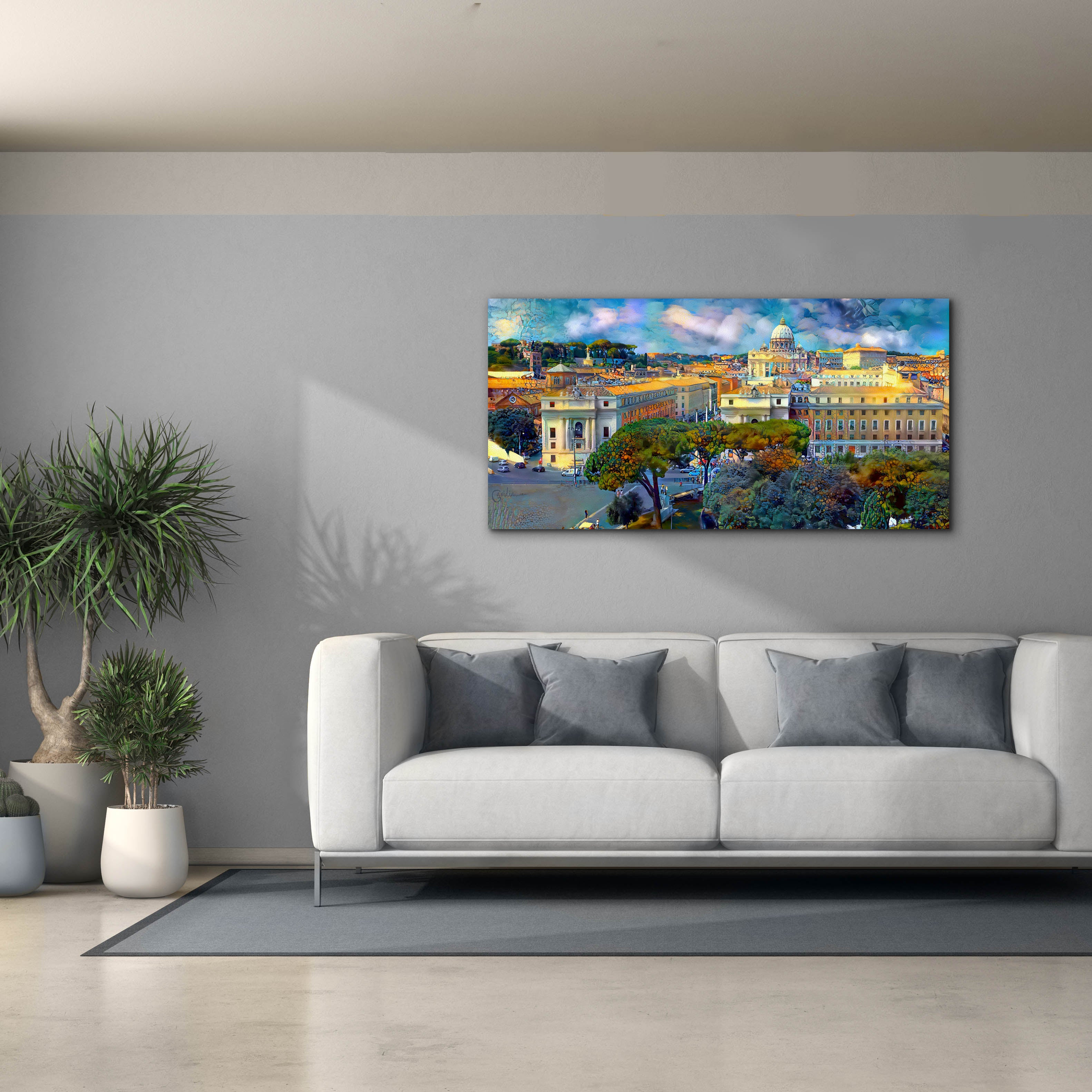 'Vaticano San Pedro from San Angelo' by Pedro Gavidia, Canvas Wall Art,60 x 30