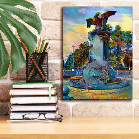 Image of 'Toluca Mexio Fountain Eagle Firmado' by Pedro Gavidia, Canvas Wall Art,12 x 16
