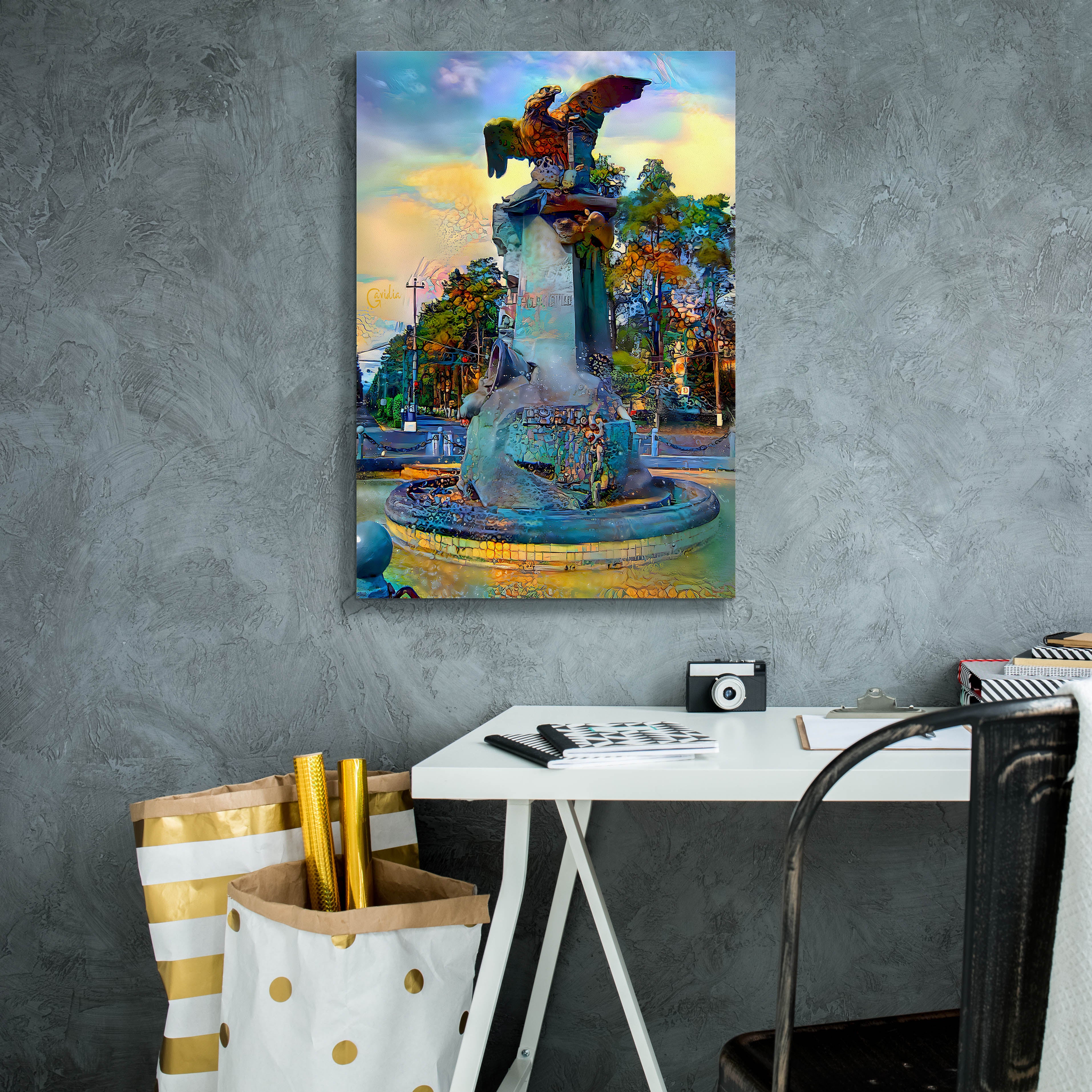 'Toluca Mexio Fountain Eagle Firmado' by Pedro Gavidia, Canvas Wall Art,18 x 26