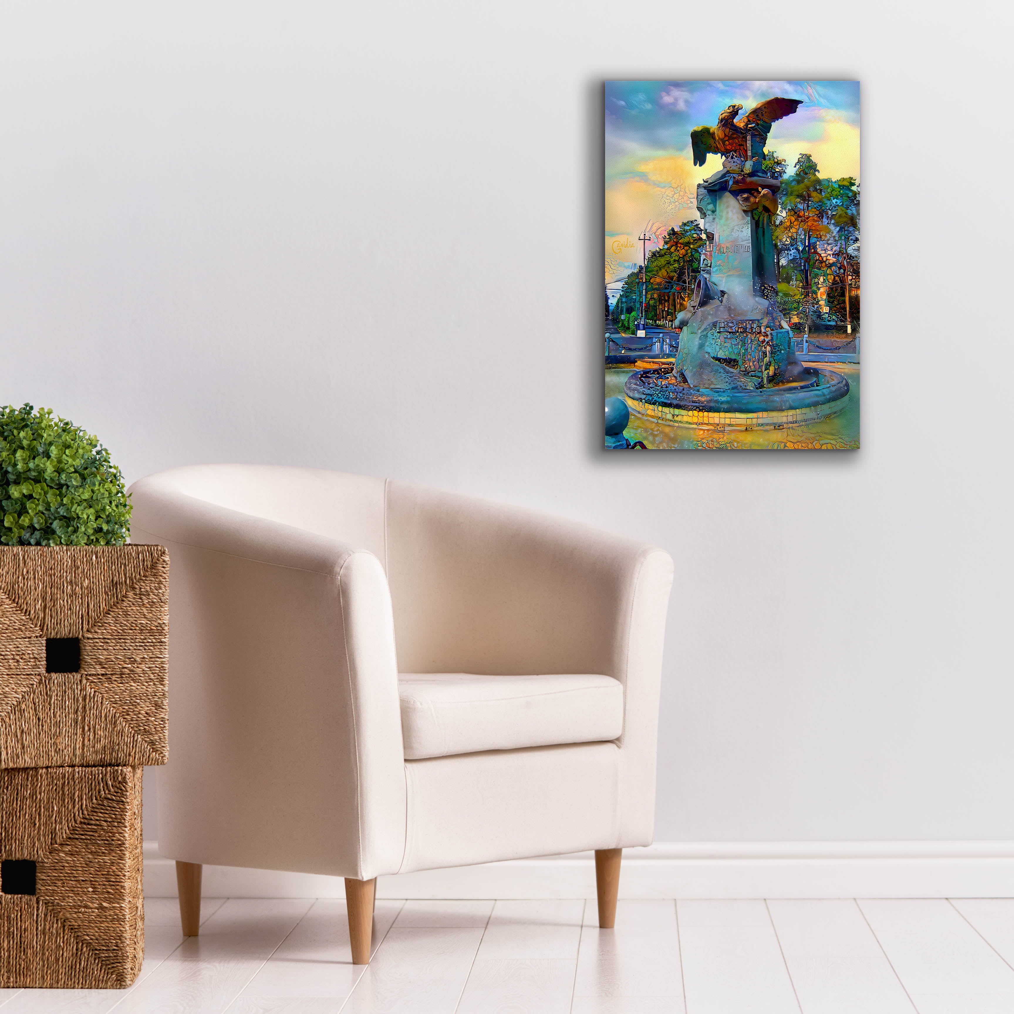 'Toluca Mexio Fountain Eagle Firmado' by Pedro Gavidia, Canvas Wall Art,18 x 26