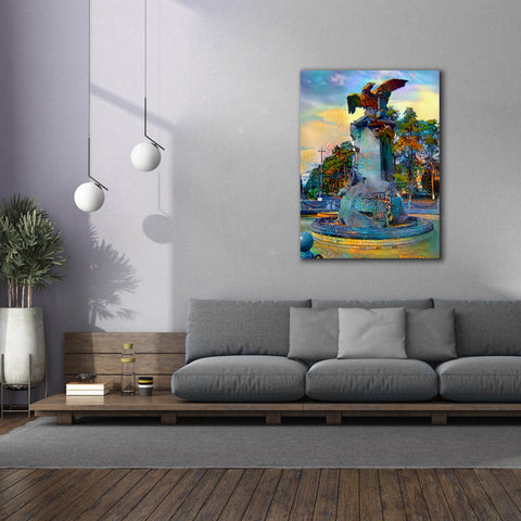 Image of 'Toluca Mexio Fountain Eagle Firmado' by Pedro Gavidia, Canvas Wall Art,40 x 54