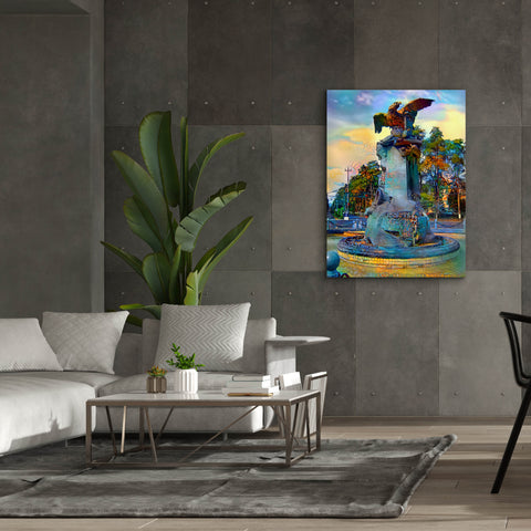 Image of 'Toluca Mexio Fountain Eagle Firmado' by Pedro Gavidia, Canvas Wall Art,40 x 54