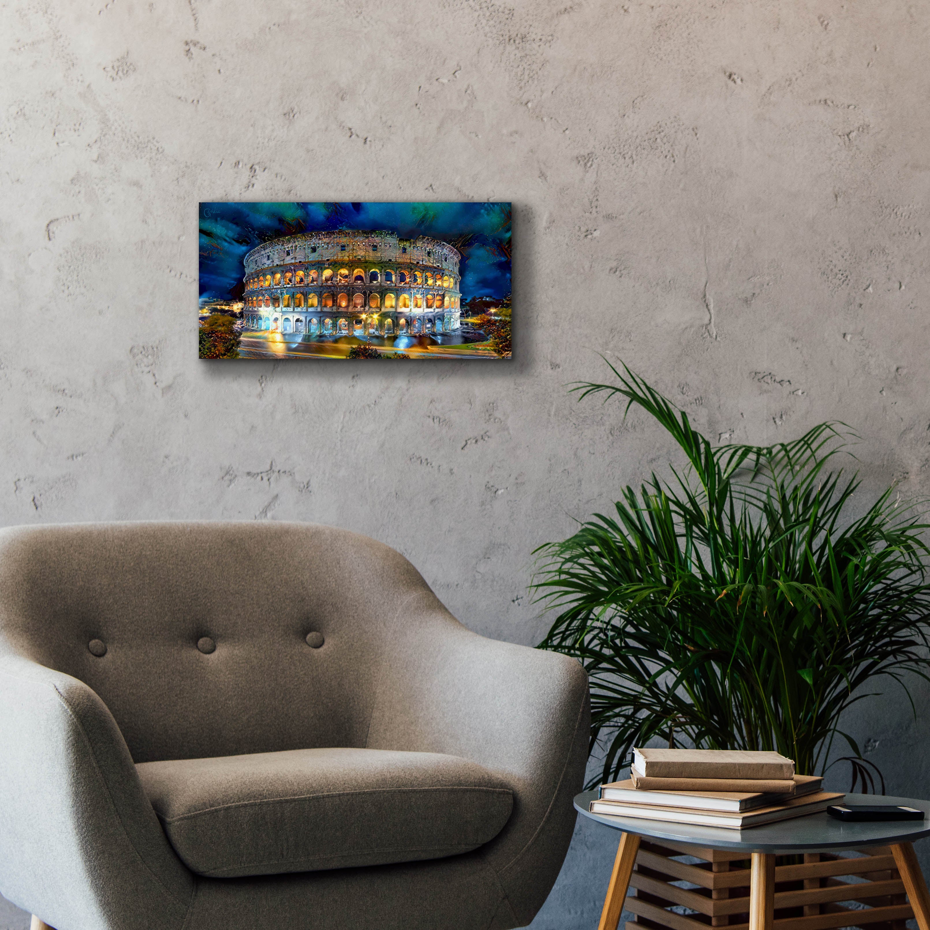 'Rome Italy Coliseo Night 2022' by Pedro Gavidia, Canvas Wall Art,24 x 12