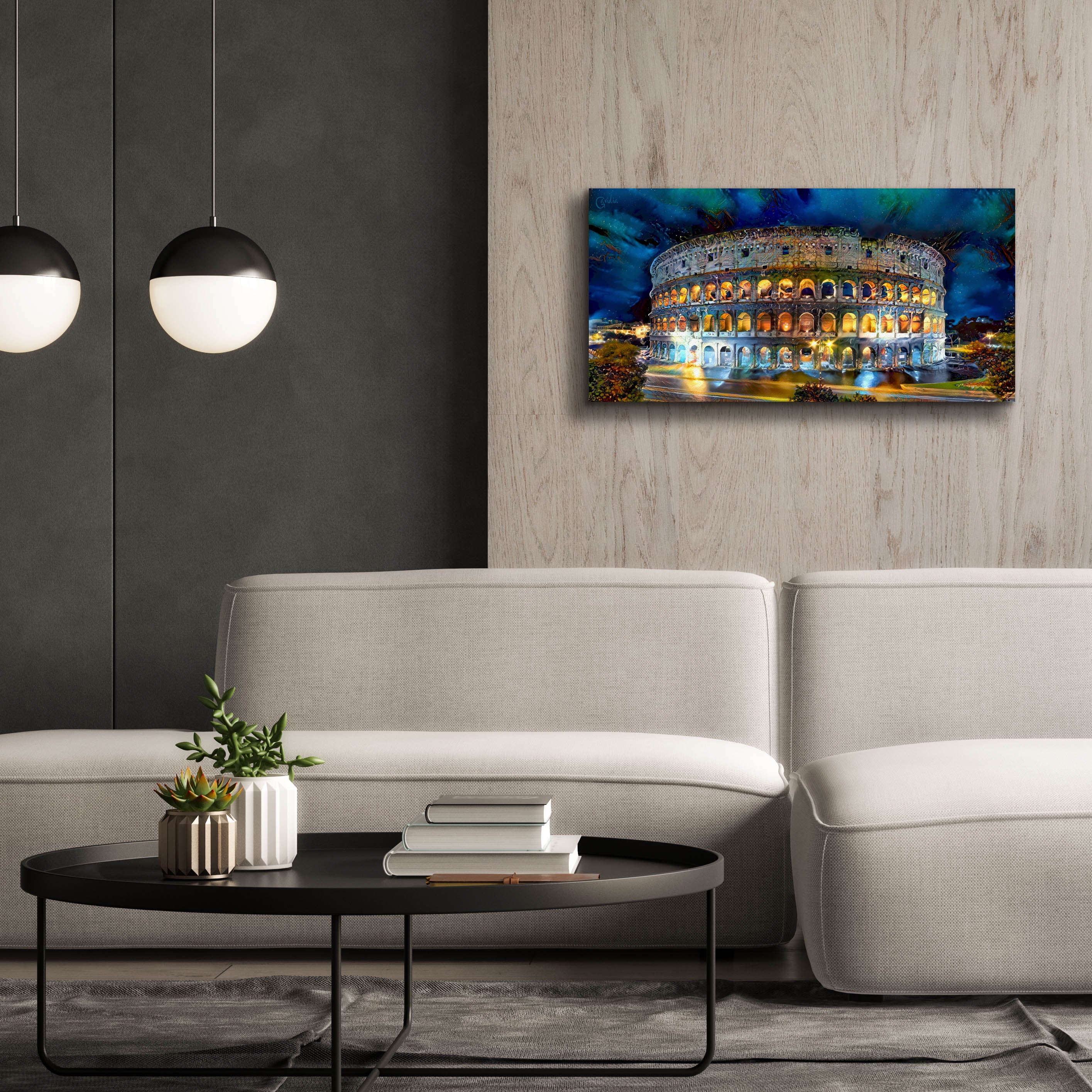 'Rome Italy Coliseo Night 2022' by Pedro Gavidia, Canvas Wall Art,40 x 20