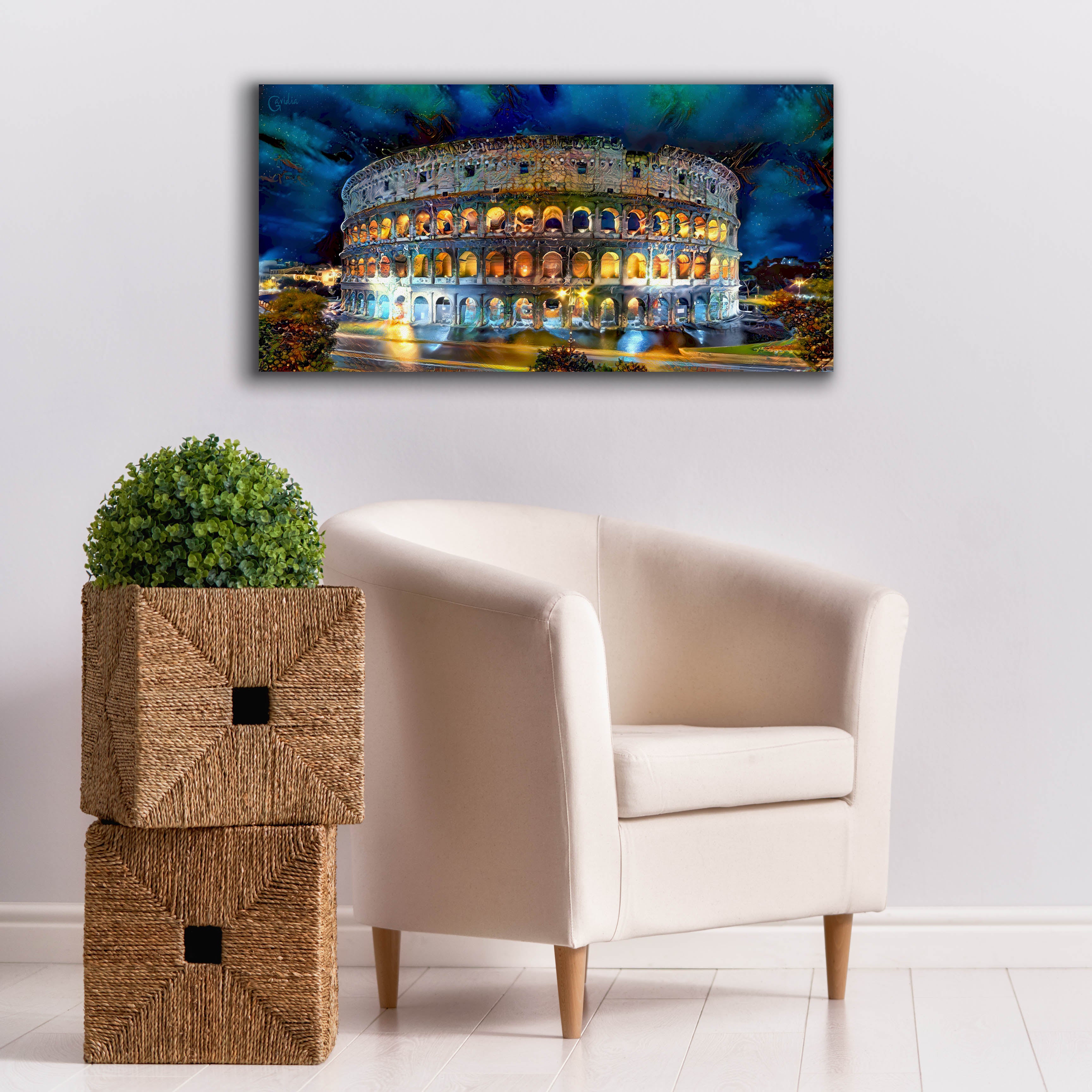 'Rome Italy Coliseo Night 2022' by Pedro Gavidia, Canvas Wall Art,40 x 20