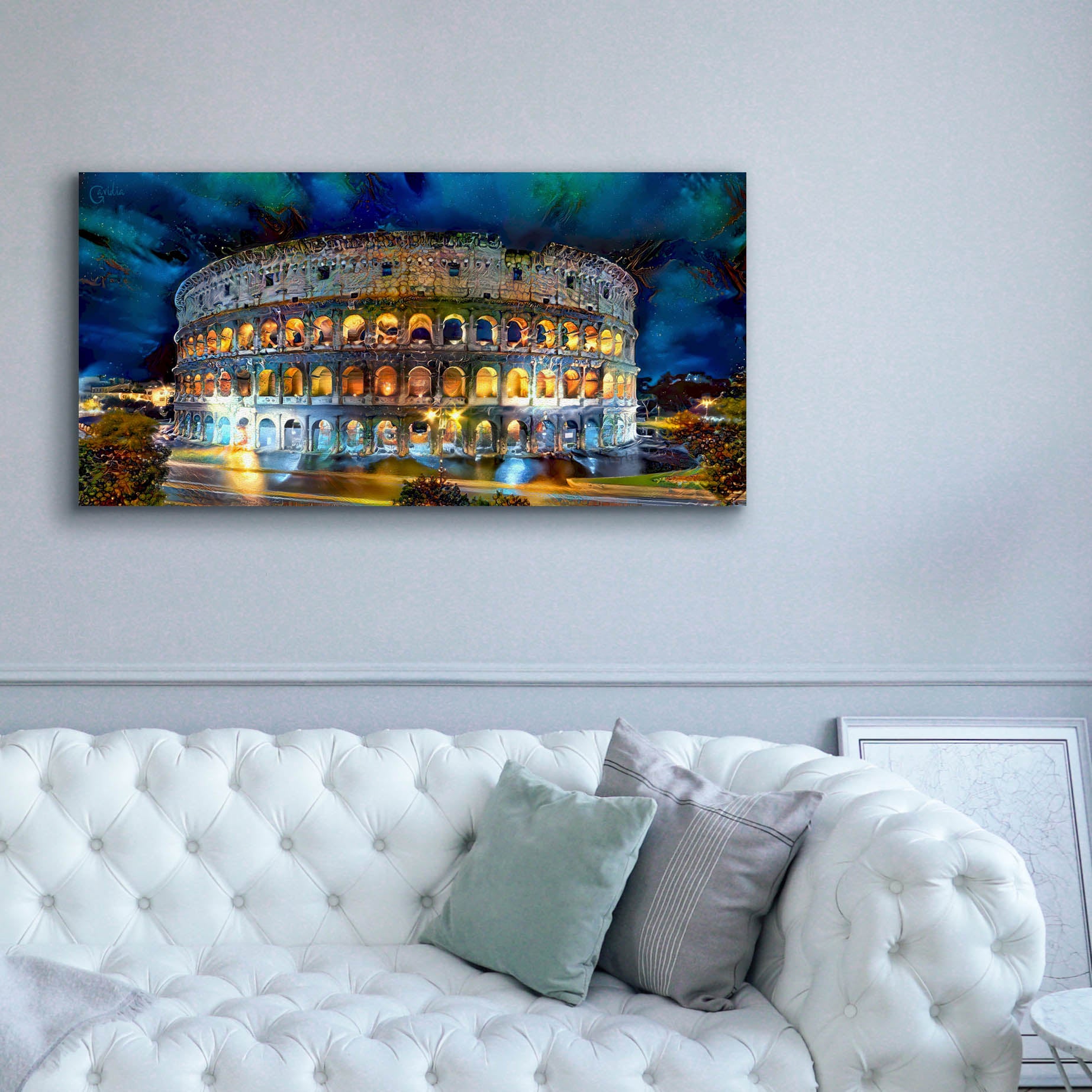 'Rome Italy Coliseo Night 2022' by Pedro Gavidia, Canvas Wall Art,60 x 30
