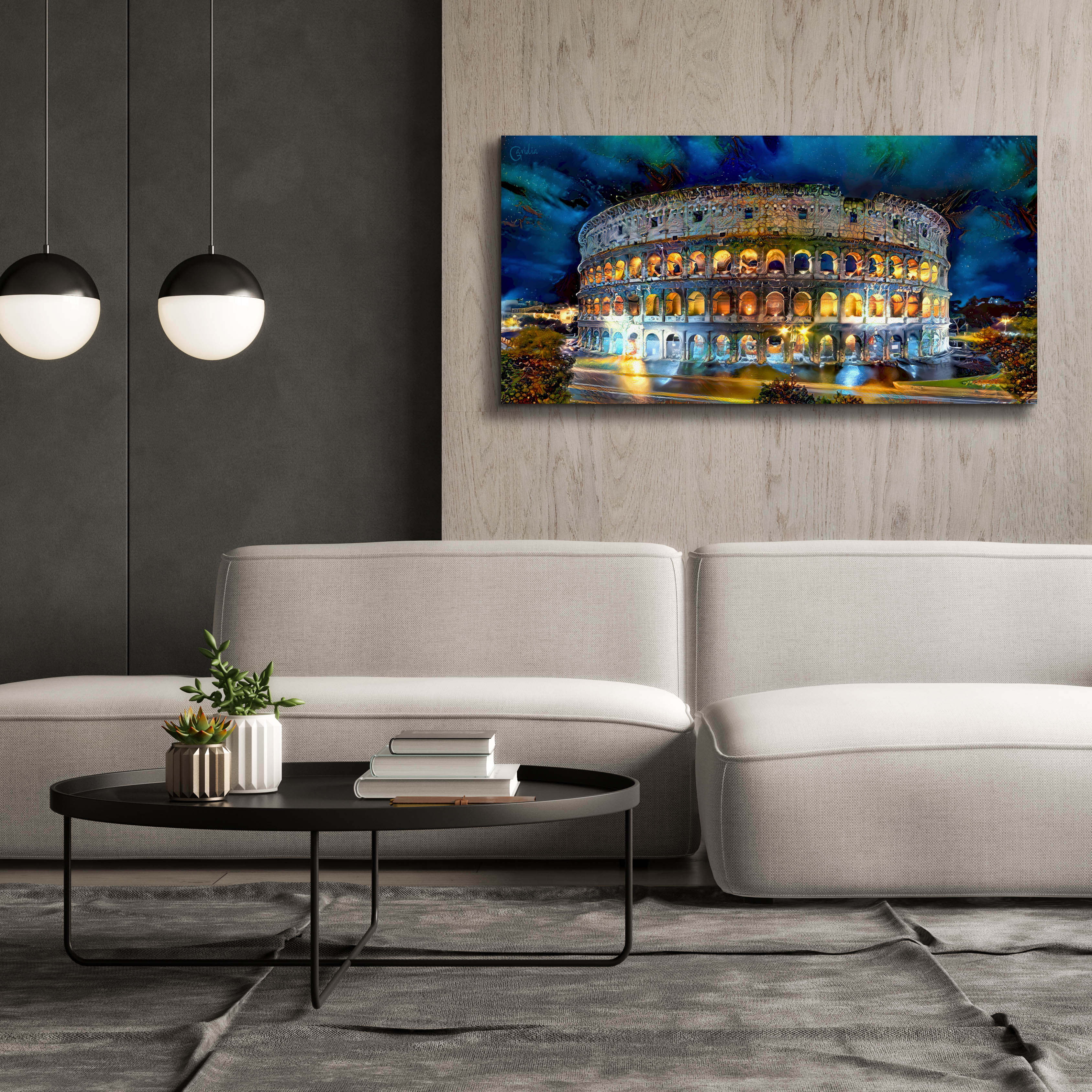 'Rome Italy Coliseo Night 2022' by Pedro Gavidia, Canvas Wall Art,60 x 30