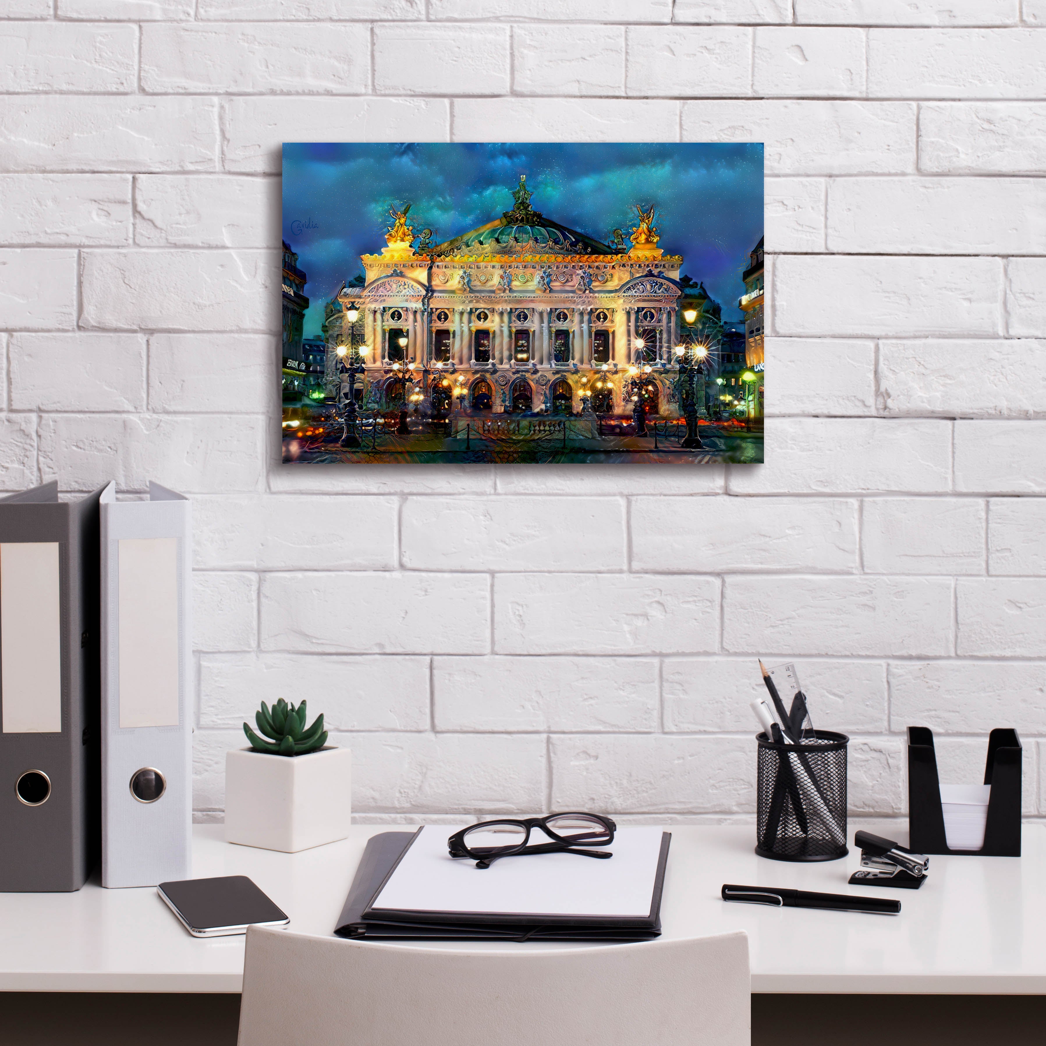 'Paris France Opera Garnier Night' by Pedro Gavidia, Canvas Wall Art,18 x 12