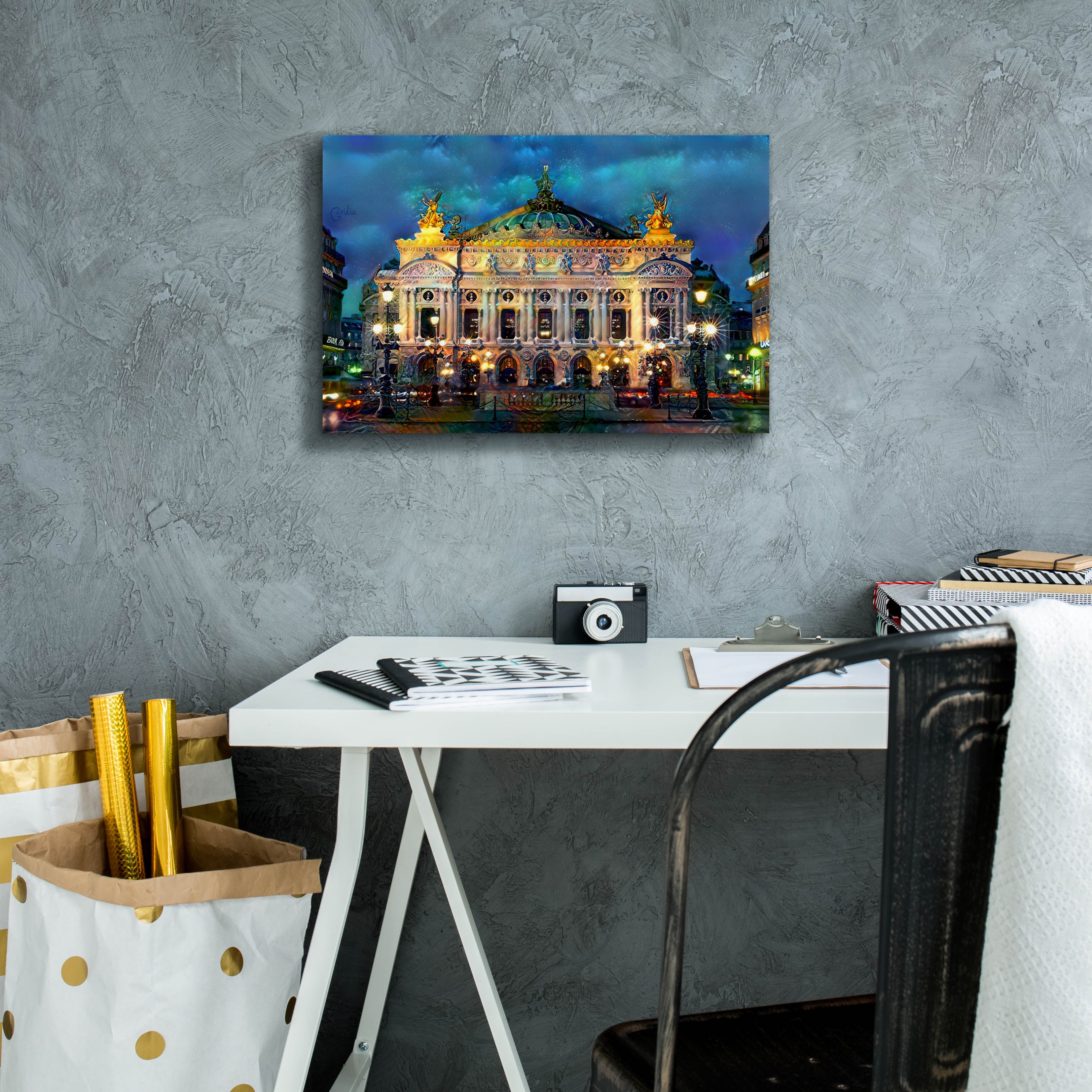 'Paris France Opera Garnier Night' by Pedro Gavidia, Canvas Wall Art,18 x 12