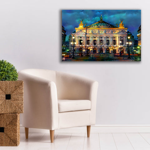 Image of 'Paris France Opera Garnier Night' by Pedro Gavidia, Canvas Wall Art,40 x 26