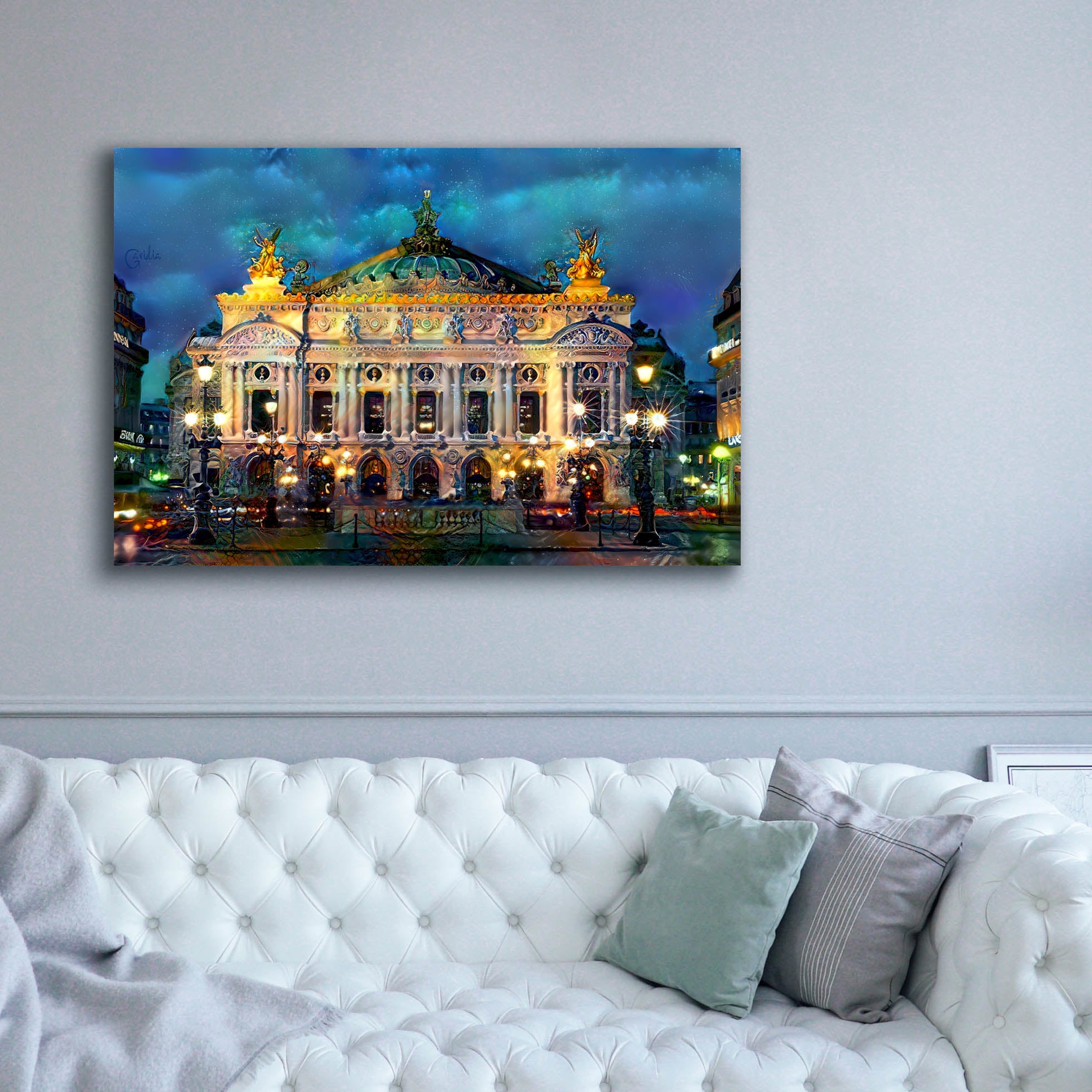 'Paris France Opera Garnier Night' by Pedro Gavidia, Canvas Wall Art,60 x 40