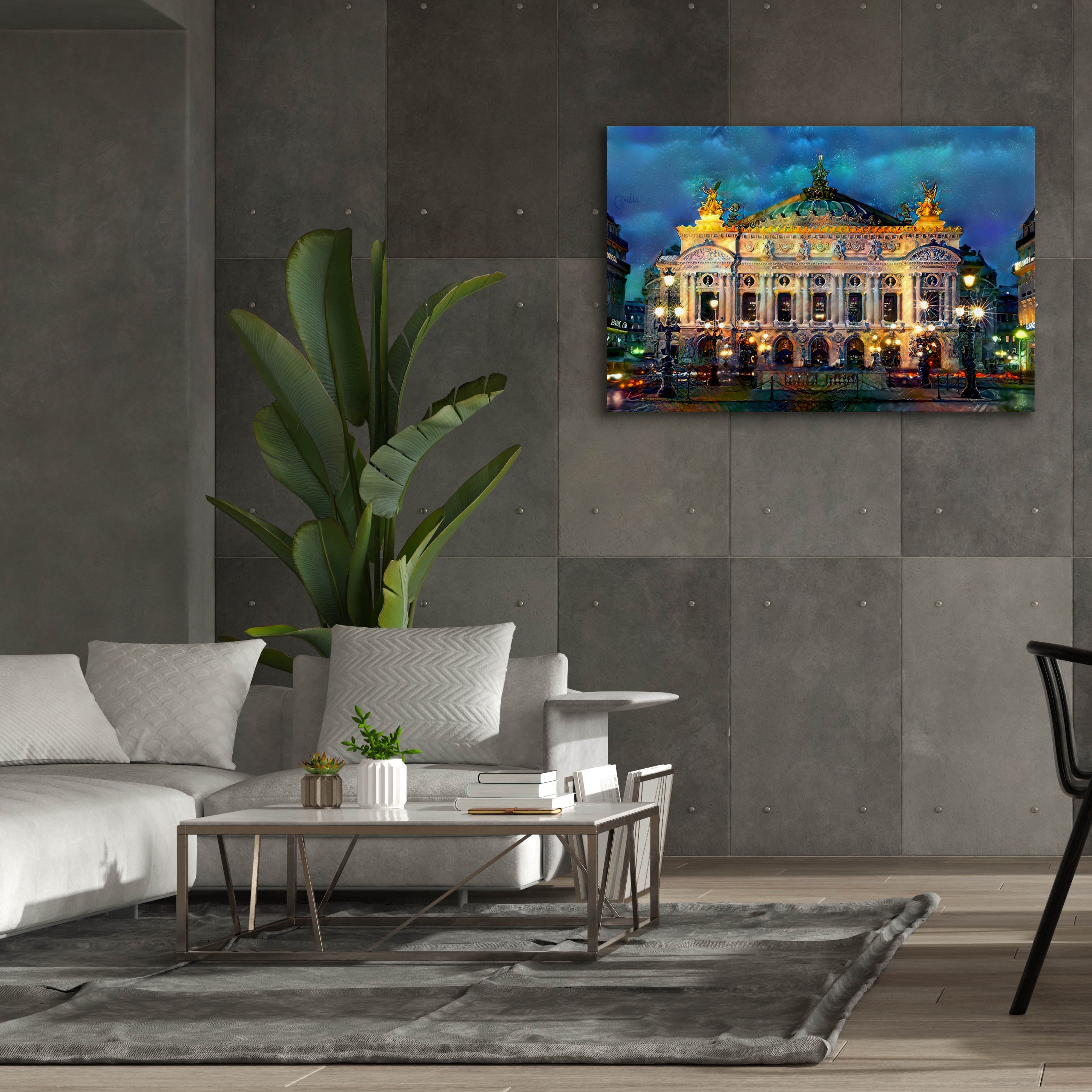 'Paris France Opera Garnier Night' by Pedro Gavidia, Canvas Wall Art,60 x 40