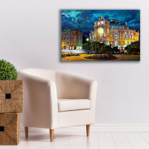 Image of 'Odessa Ukraine Opera and Ballet Theater Night' by Pedro Gavidia, Canvas Wall Art,40 x 26