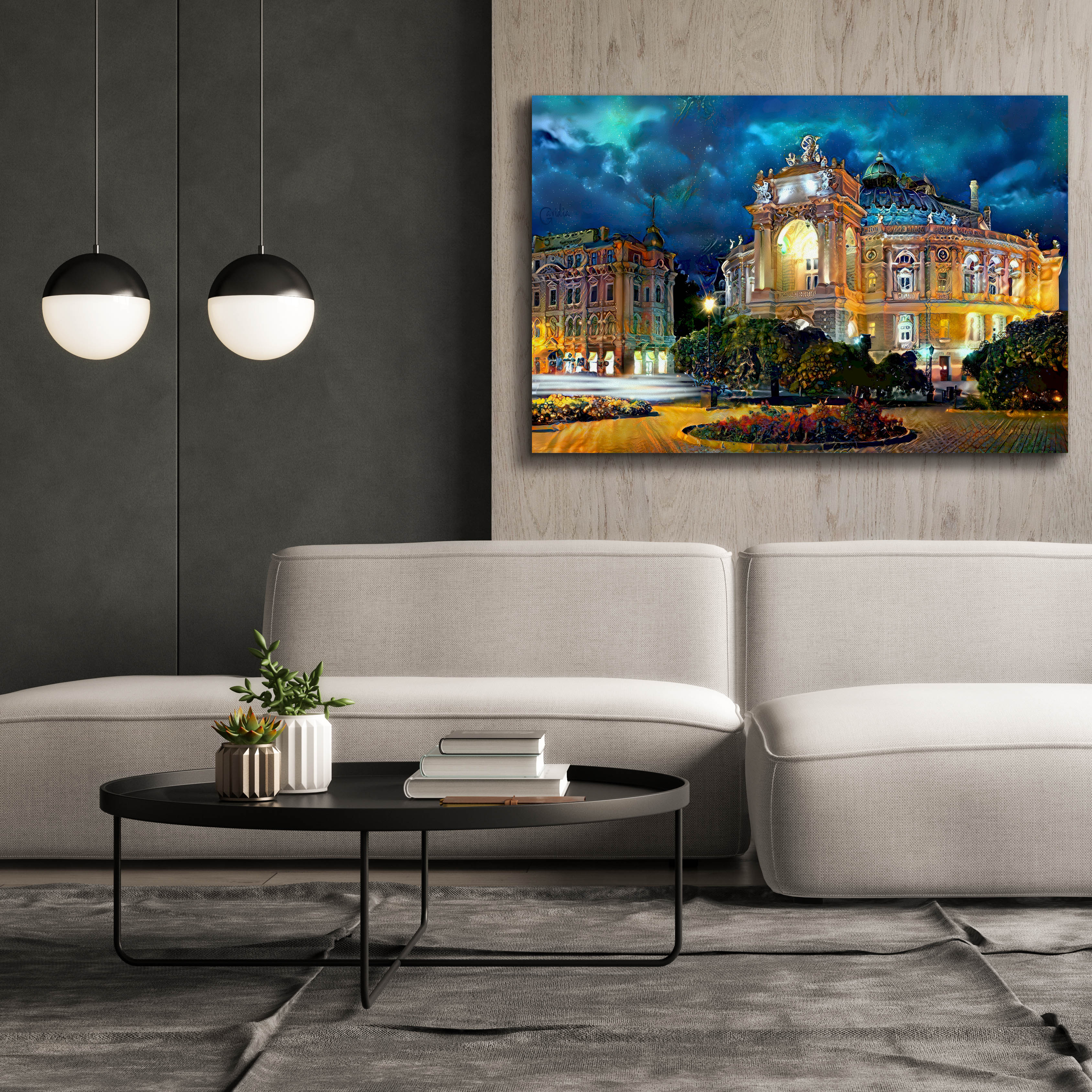 'Odessa Ukraine Opera and Ballet Theater Night' by Pedro Gavidia, Canvas Wall Art,60 x 40