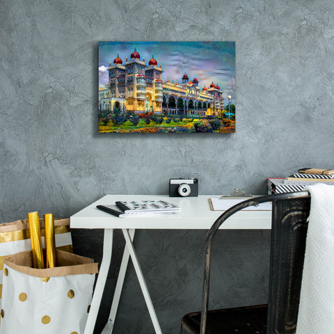 Image of 'Mysore India Royal Palace' by Pedro Gavidia, Canvas Wall Art,18 x 12