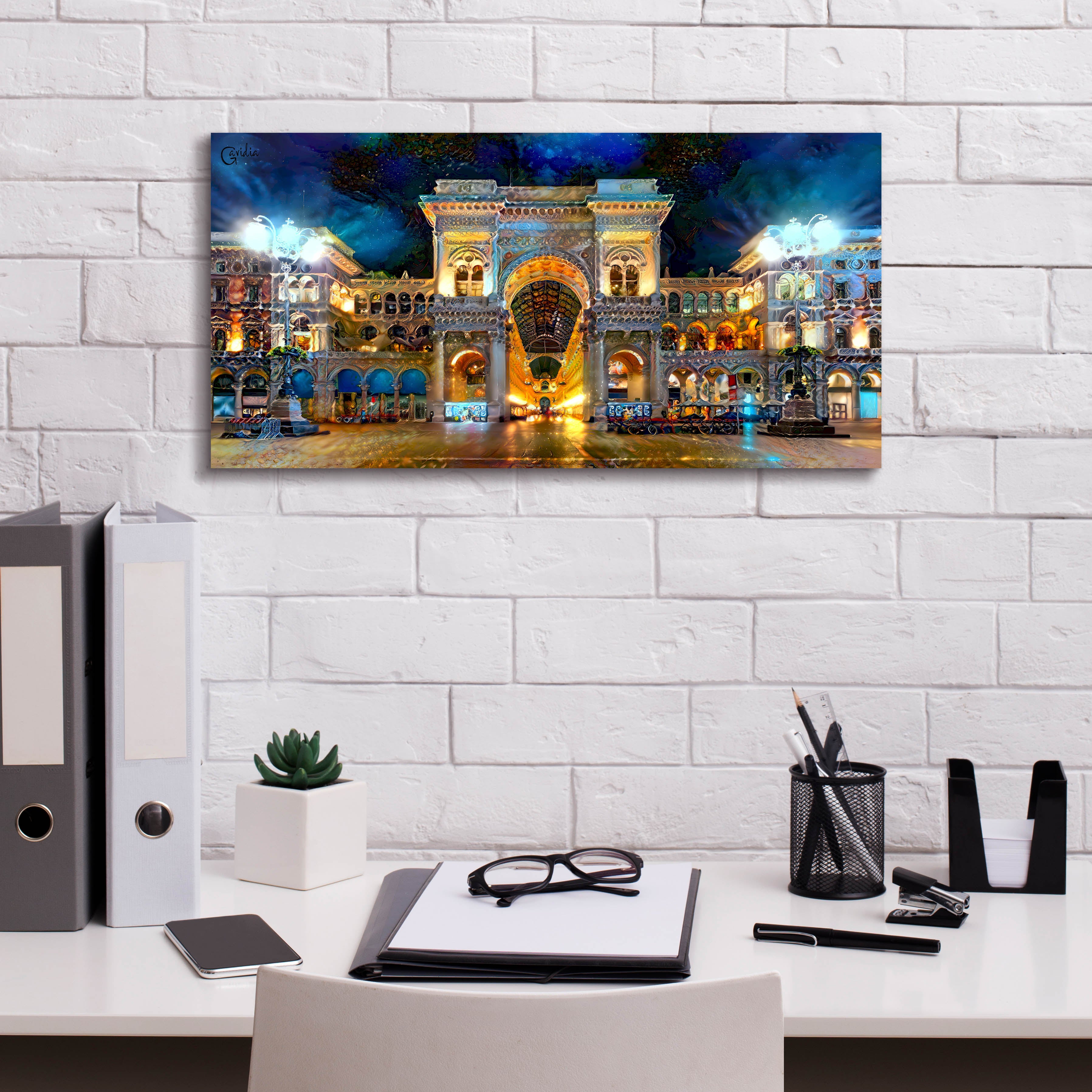 'Milan Italy Vitorio Emanuel II Night 2022' by Pedro Gavidia, Canvas Wall Art,24 x 12