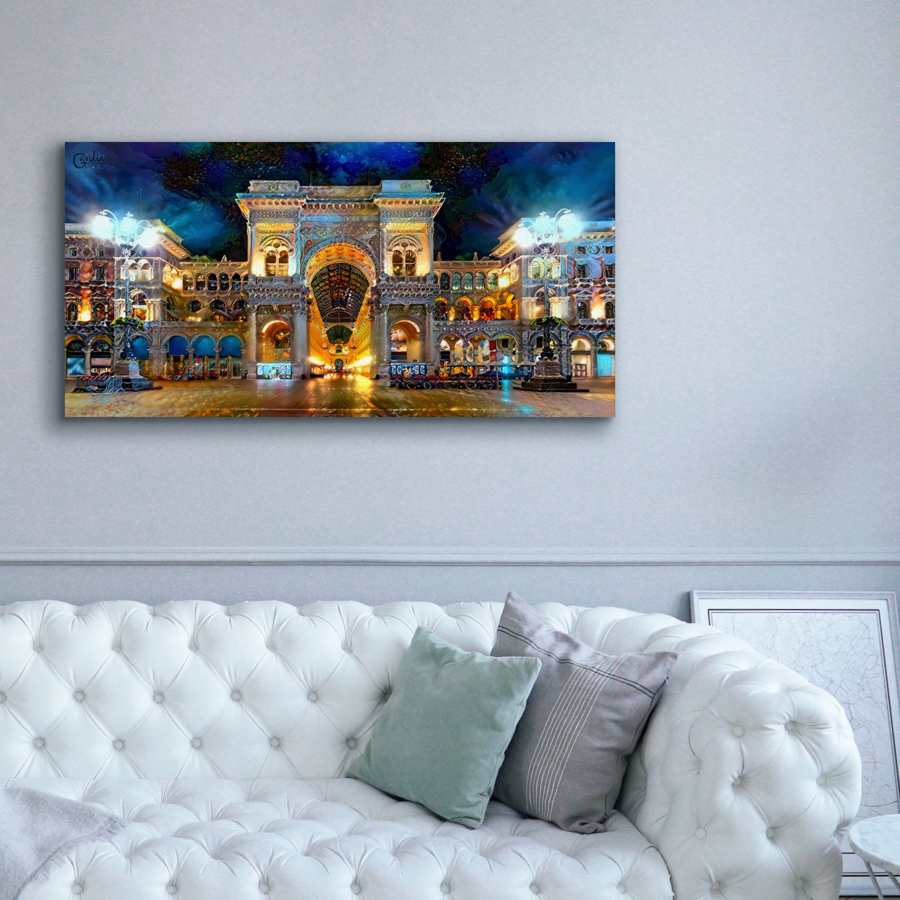 'Milan Italy Vitorio Emanuel II Night 2022' by Pedro Gavidia, Canvas Wall Art,60 x 30