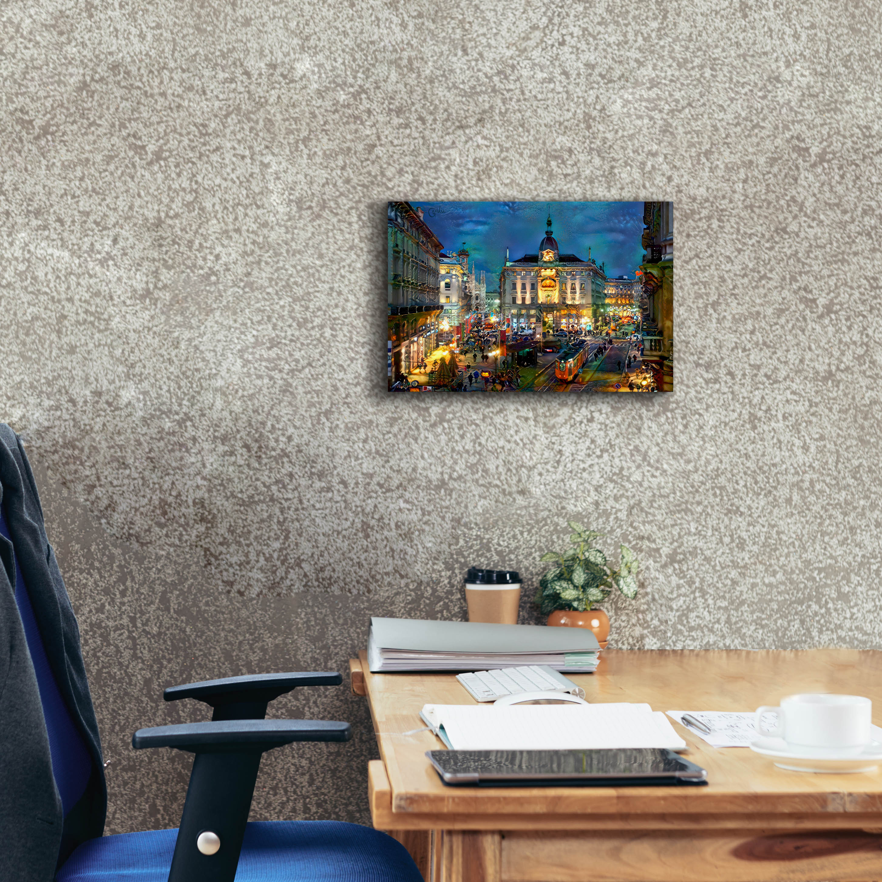 'Milan Italy Piazza Cardusio Night' by Pedro Gavidia, Canvas Wall Art,18 x 12