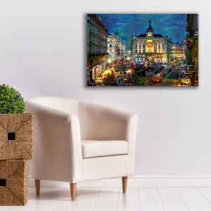 'Milan Italy Piazza Cardusio Night' by Pedro Gavidia, Canvas Wall Art,40 x 26