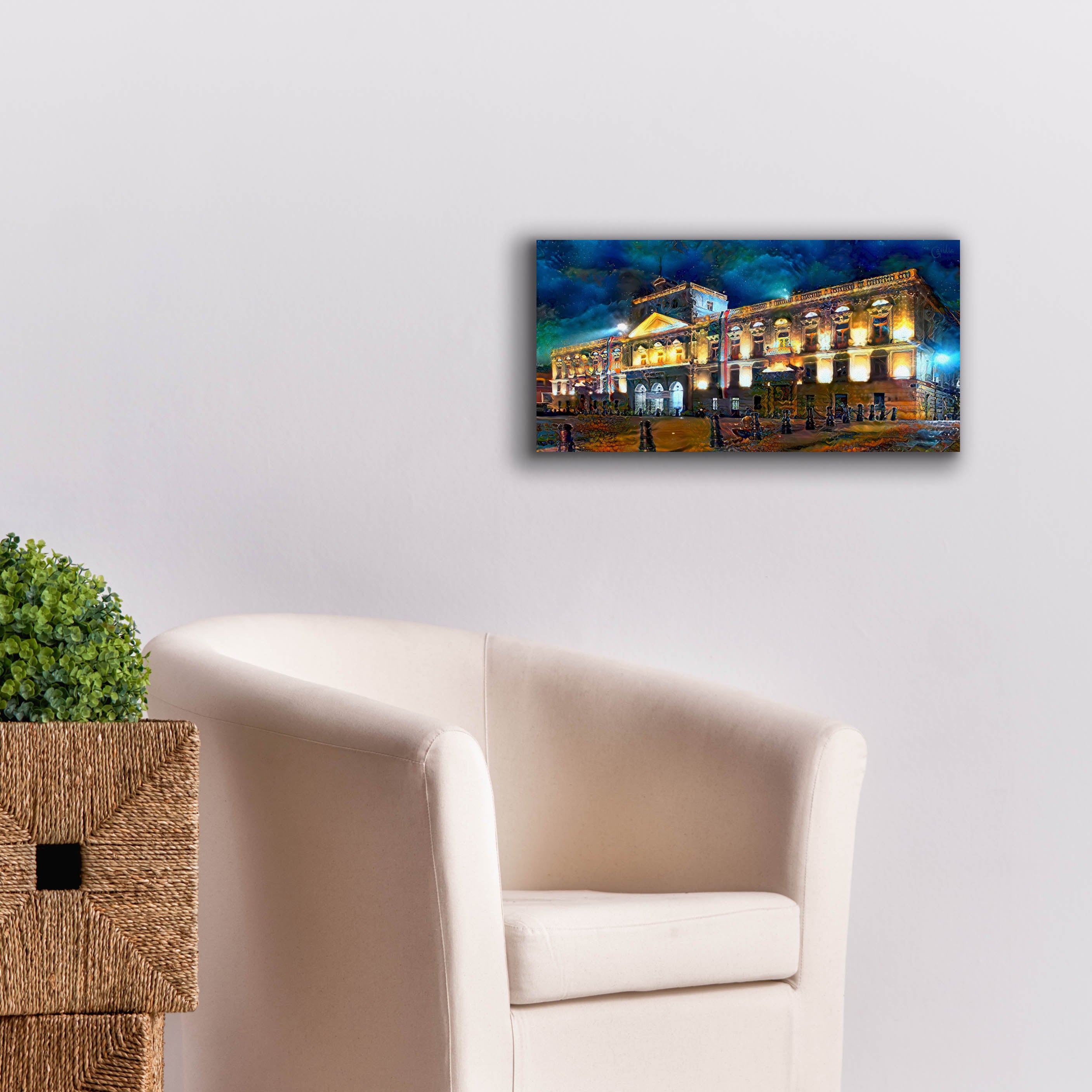 'Mexico City Palace of Mines Night' by Pedro Gavidia, Canvas Wall Art,24 x 12