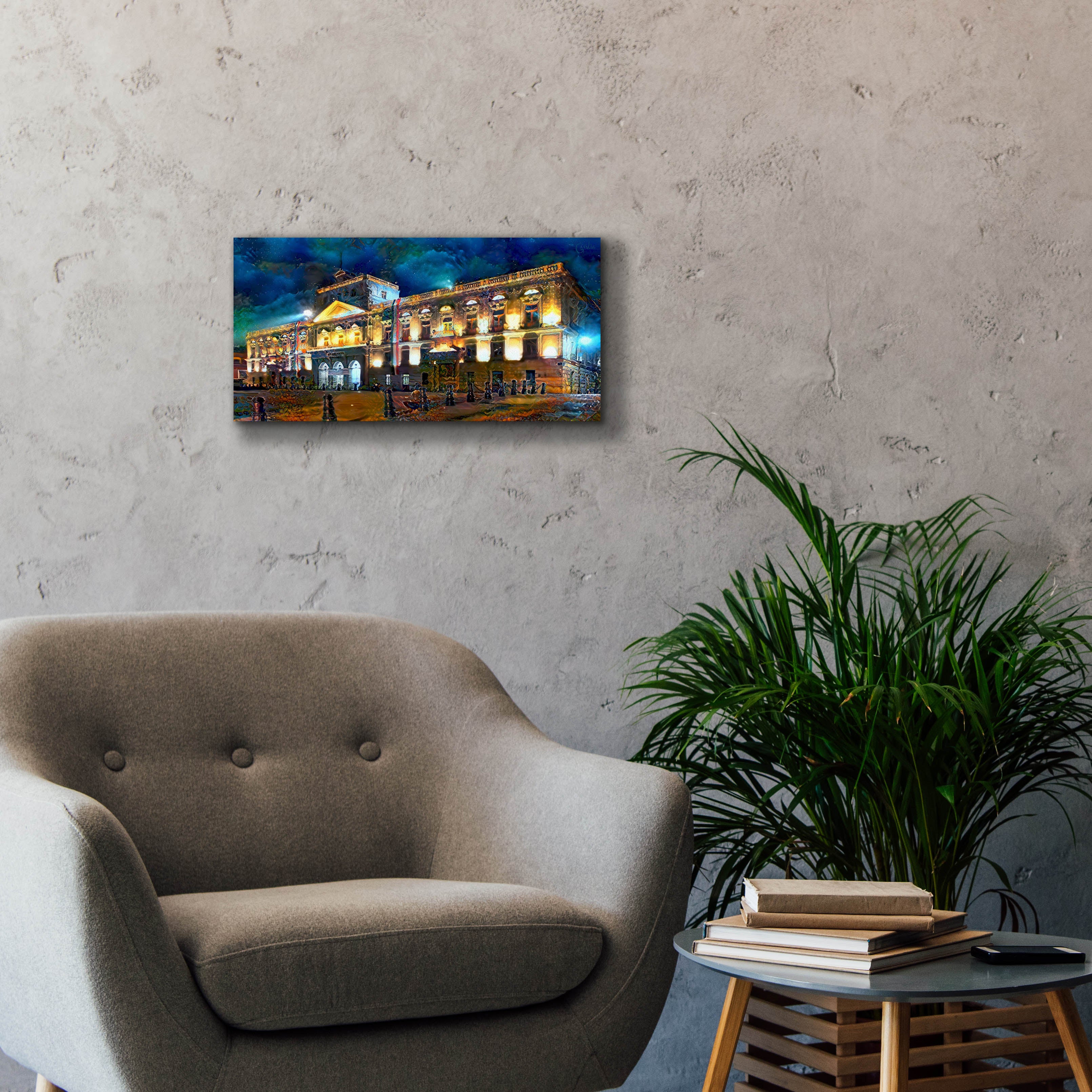 'Mexico City Palace of Mines Night' by Pedro Gavidia, Canvas Wall Art,24 x 12