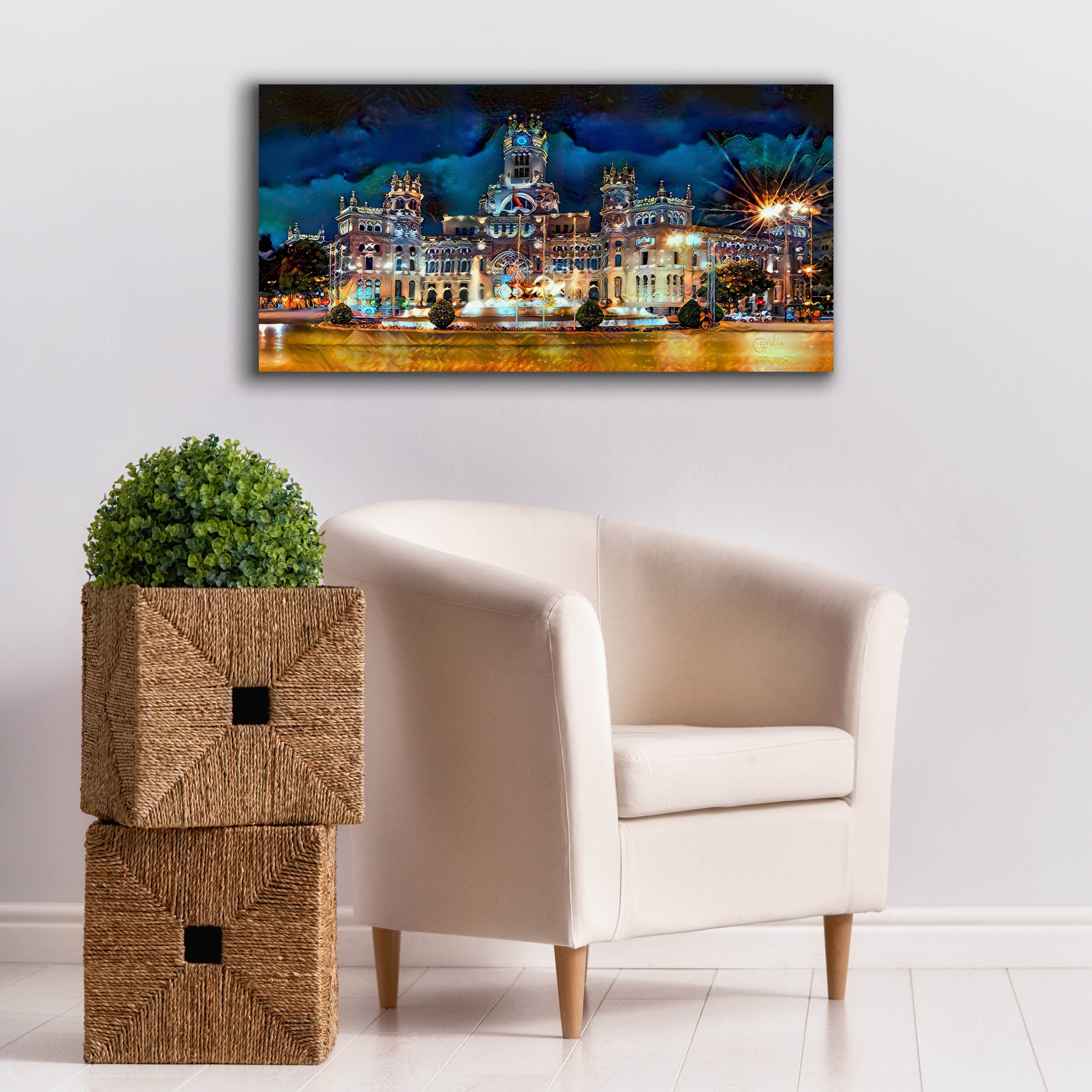 'Madrid Spain Cibeles Palace' by Pedro Gavidia, Canvas Wall Art,40 x 20